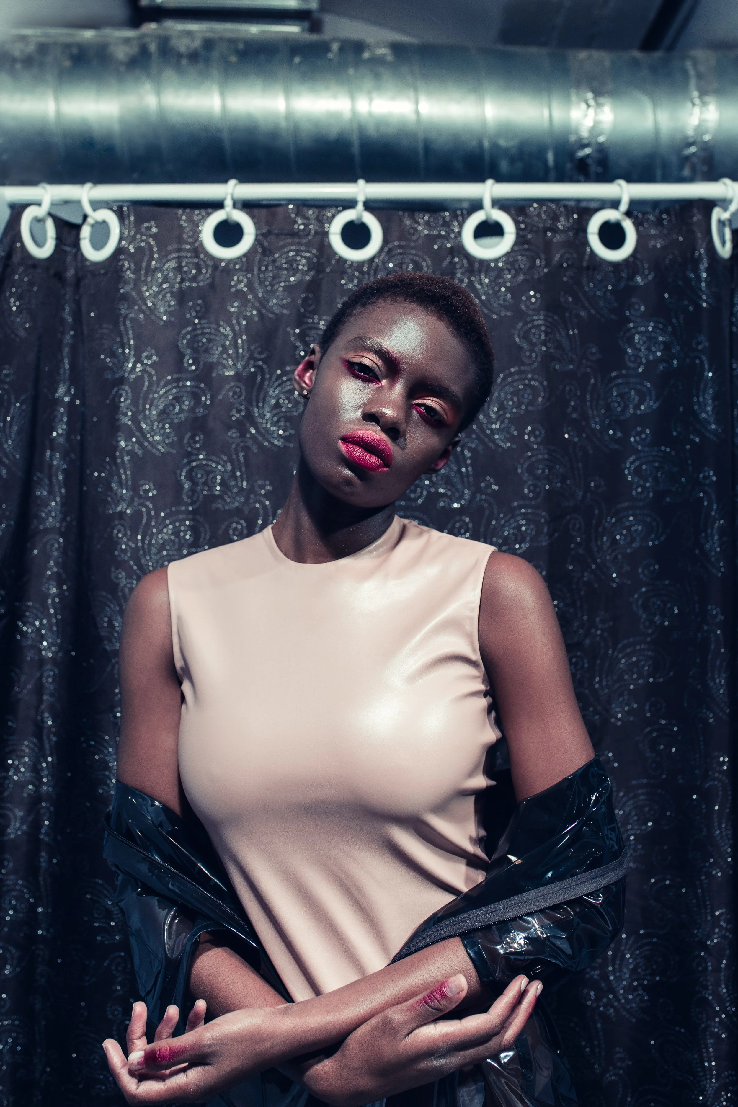  Photographer: Merry Stenford  Creative Director: Alena Serbina  Female Model: Tebogo Seleka  Makeup Artist: Svetlana Kolesnichenko  Makeup Artist: Ophelia Becker    Wardrobe Stylist:&nbsp; Igor Gareev  Assistant: Pavel Bogdanov  Wardrobe Credits:  B