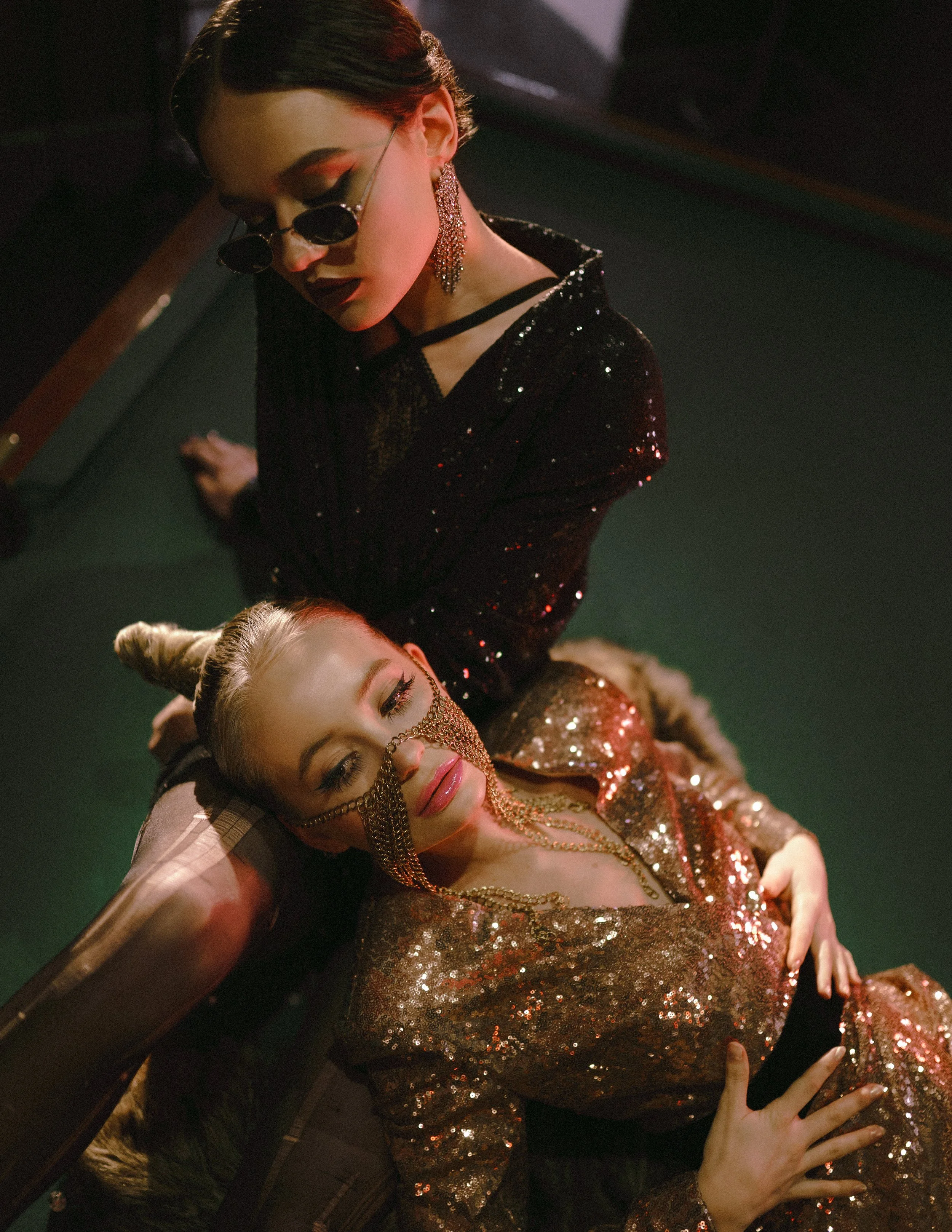  Wardrobe Credits: chain H&amp;M, leather coat Ibivio Pelle, glasses property stylist, neck scarf Vintage 