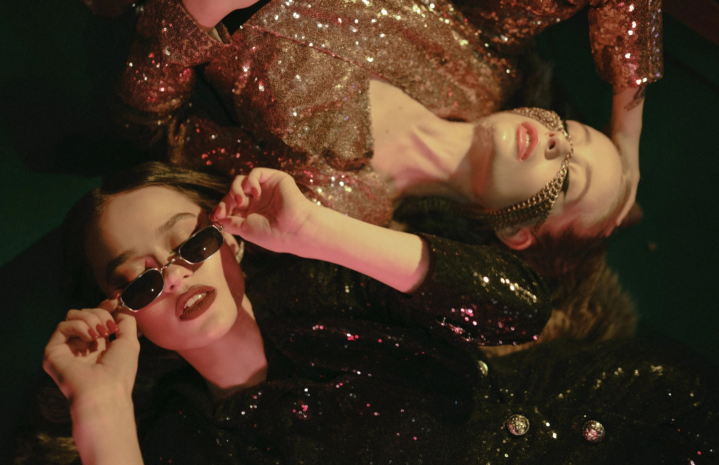  Wardrobe Credits: Chain masks Crystal Obscurity @crystalobscurity dress Let's color Atelier @letscolor_atelier    glasses property stylist, dress Let's color Atelier @letscolor_atelier, 