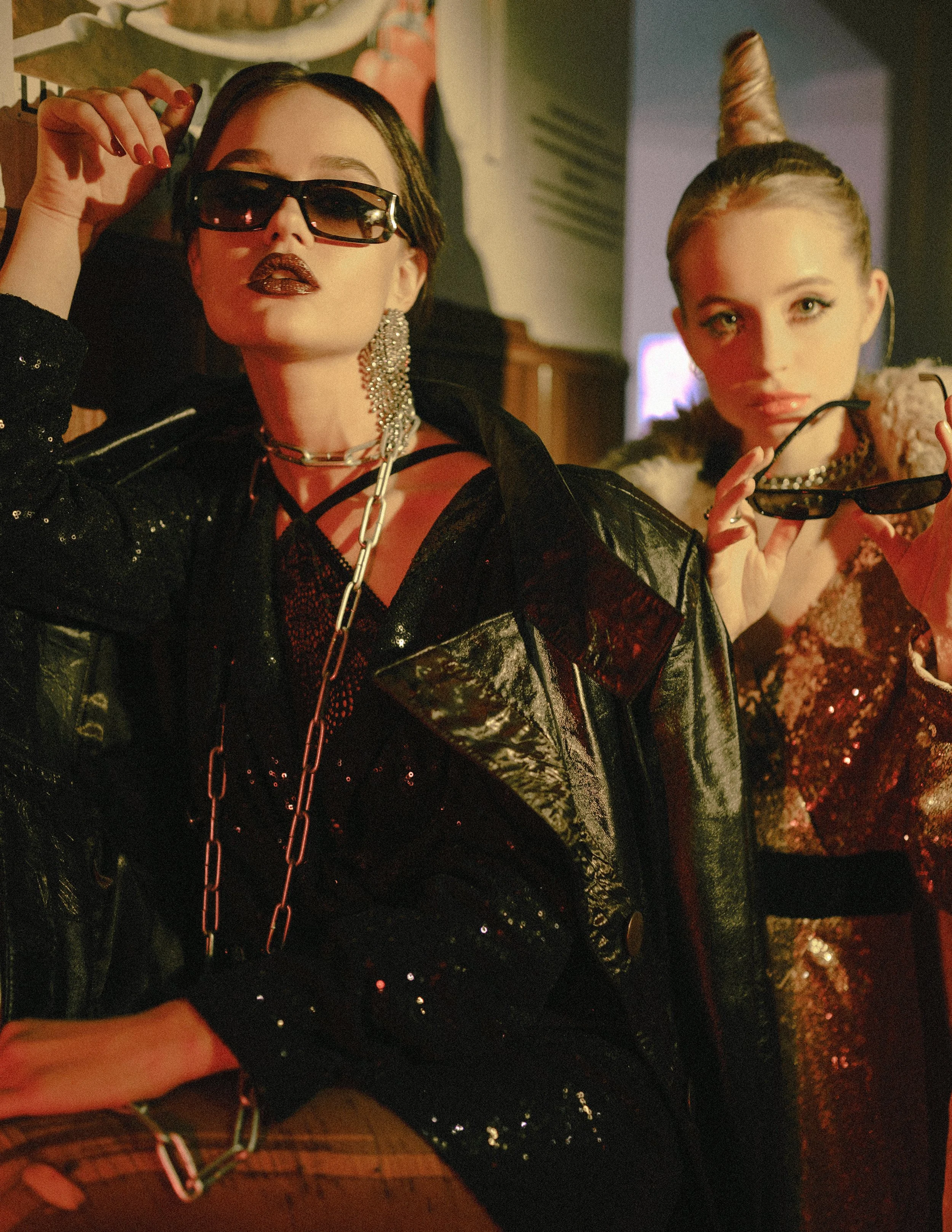  Wardrobe Credits: Dress Let's color Atelier @letscolor_atelier,  chain Crystal Obscurity @crystalobscurity, leather coat Ibivio Pelle, earring Dear no Fear @dearnofear, glasses property stylist   fur coat Vintage, dress Let's color Atelier @letscolo