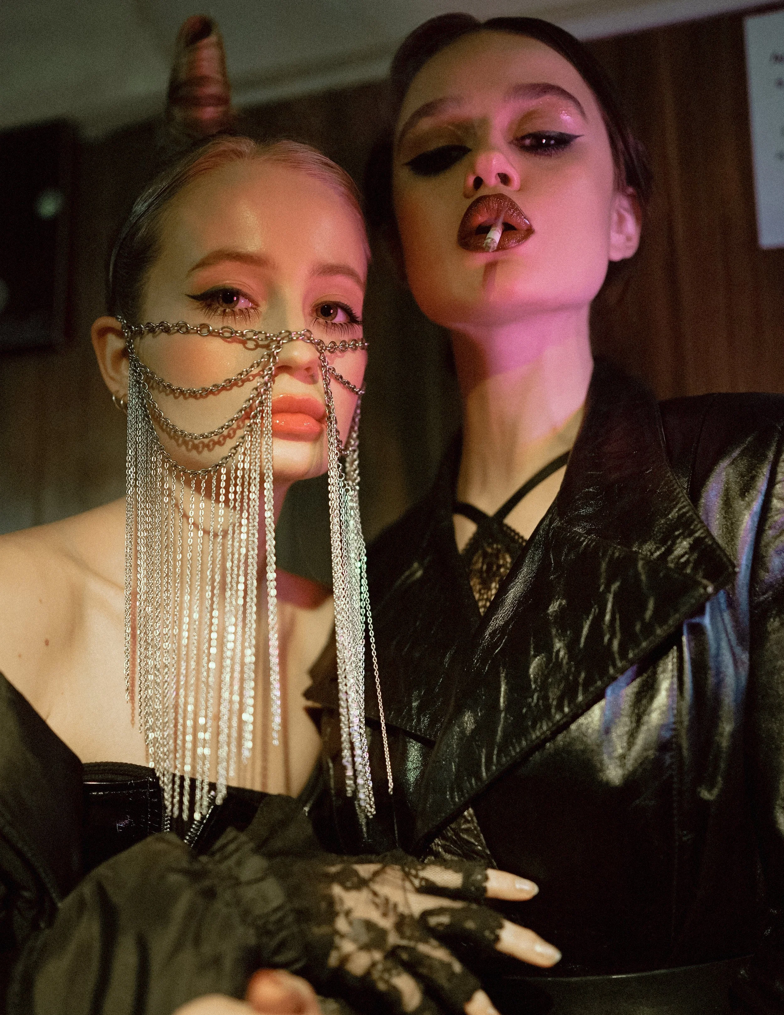  Wardrobe Credits: chain mask Crystal Obscurity @crystalobscurity, skirt used as a top Bershka collection, fur coat VintageF  ur coat Love AiMa , glasses property stylist. 