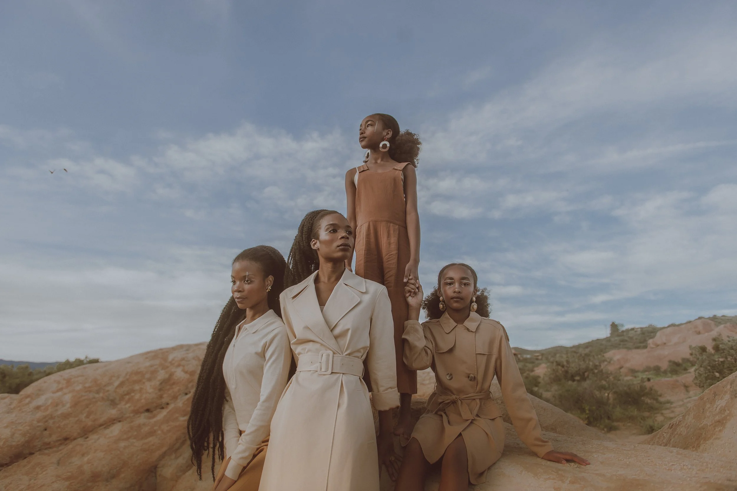  Photographer: Cléa BOITAUD  Makeup Artist: Gabi Alvarez  Female Model: Sonya Millen   Model: Sabrina Millen  Model: Reagan J. @LA Models  Female Model: Payton J.  @LA Models  Wardrobe Stylist: Danielle Wood    Wardrobe Credits:   The Millen Sisters 