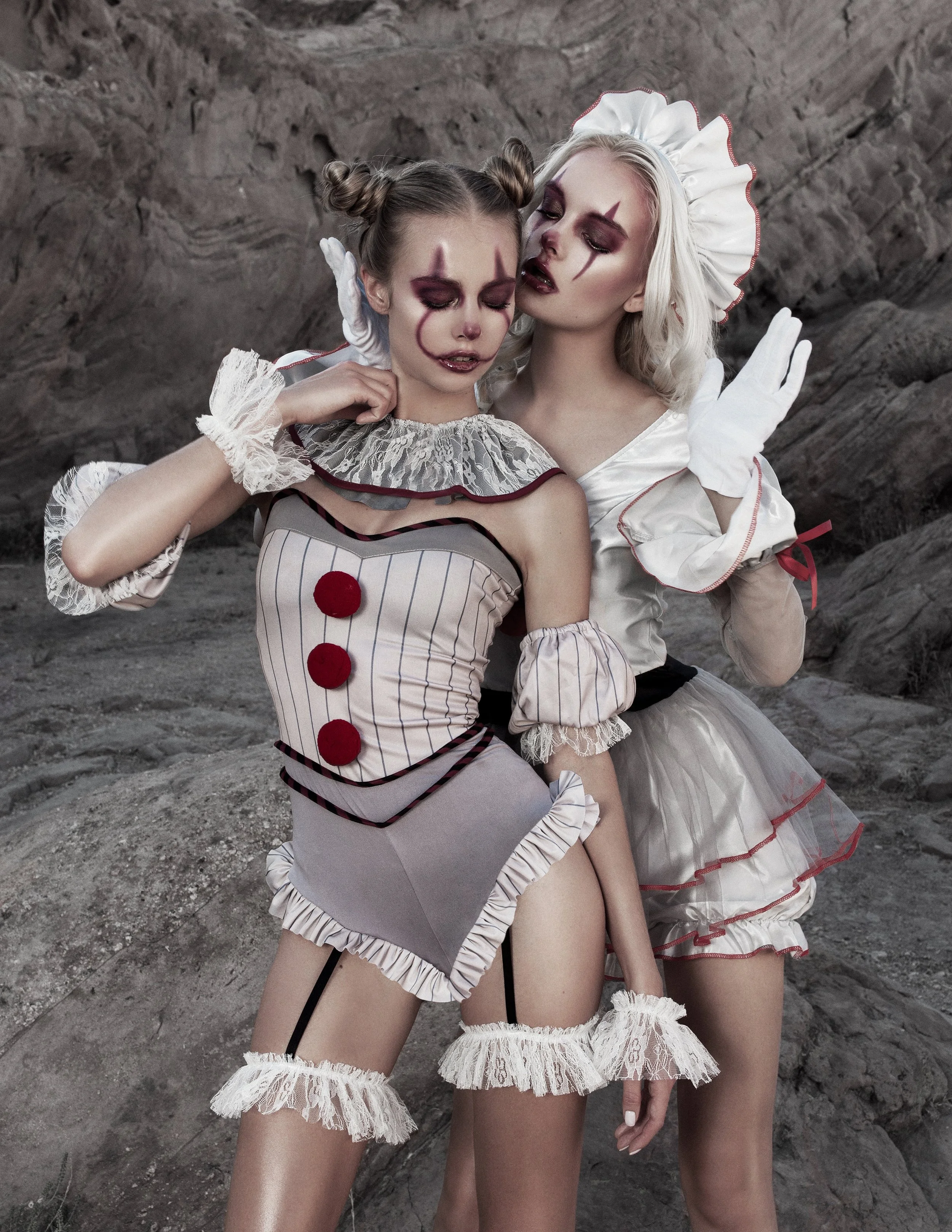  Wardrobe Stylist/Photographer/Retoucher: Olesia Stoliar  Female Model: Vilena Poterba @Bounty Models  Female Model: Svitlana Maltseva @Freelancer Female Model  Makeup Artist/Hair Stylist: Asia Park    Wardrobe Credits:   Leg Avenue costume, Dreamgir