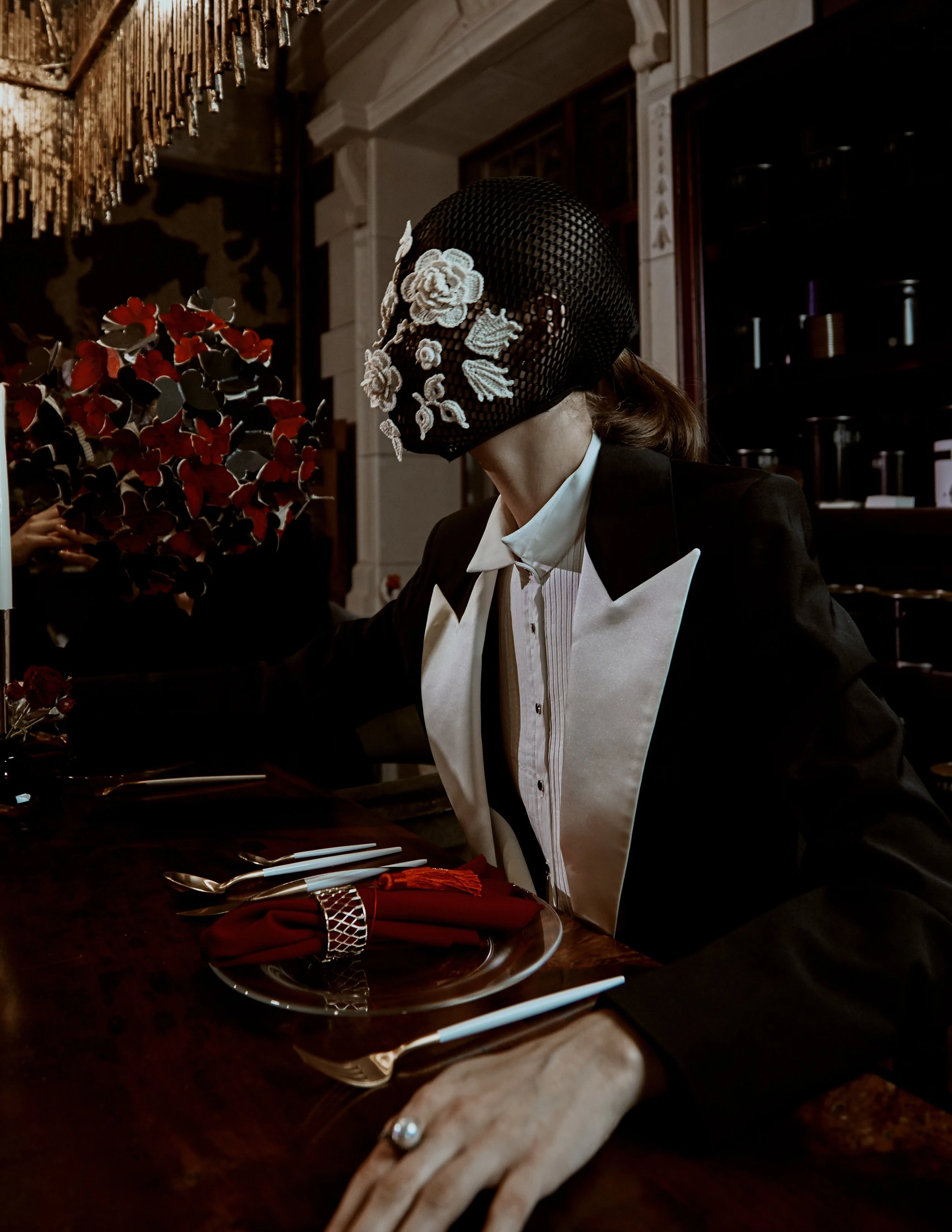  Wardrobe:  Lena – Suit: MEZZATORRE, Shoes: BALENCIAGA  All masks by Ilya Balkov 