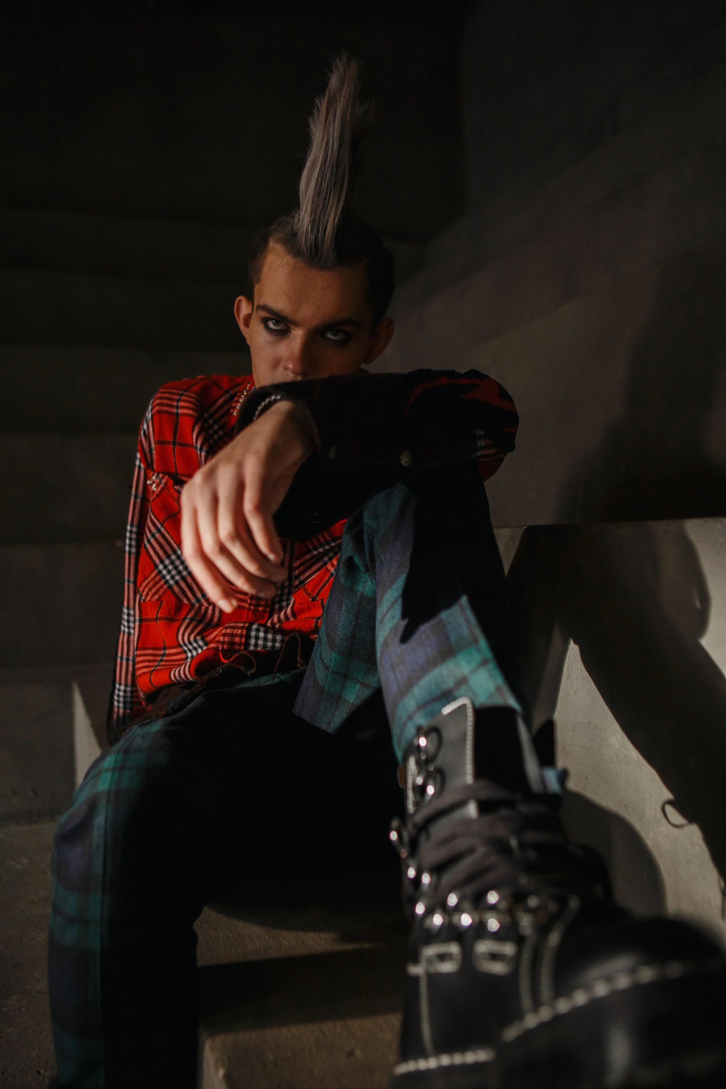  Photographer: Nadya Meleshko  Model: Ilya Chernobavskiy  Wardrobe Stylist: Dolinskaya Diana  Make-Up Artist: Regina     Wardrobe Credits:  T-shirt NTMB  Shirt Diesel  Trousers Golden Goose  Collars Vivienne Westwood and Alexander McQueen  Bracelet C