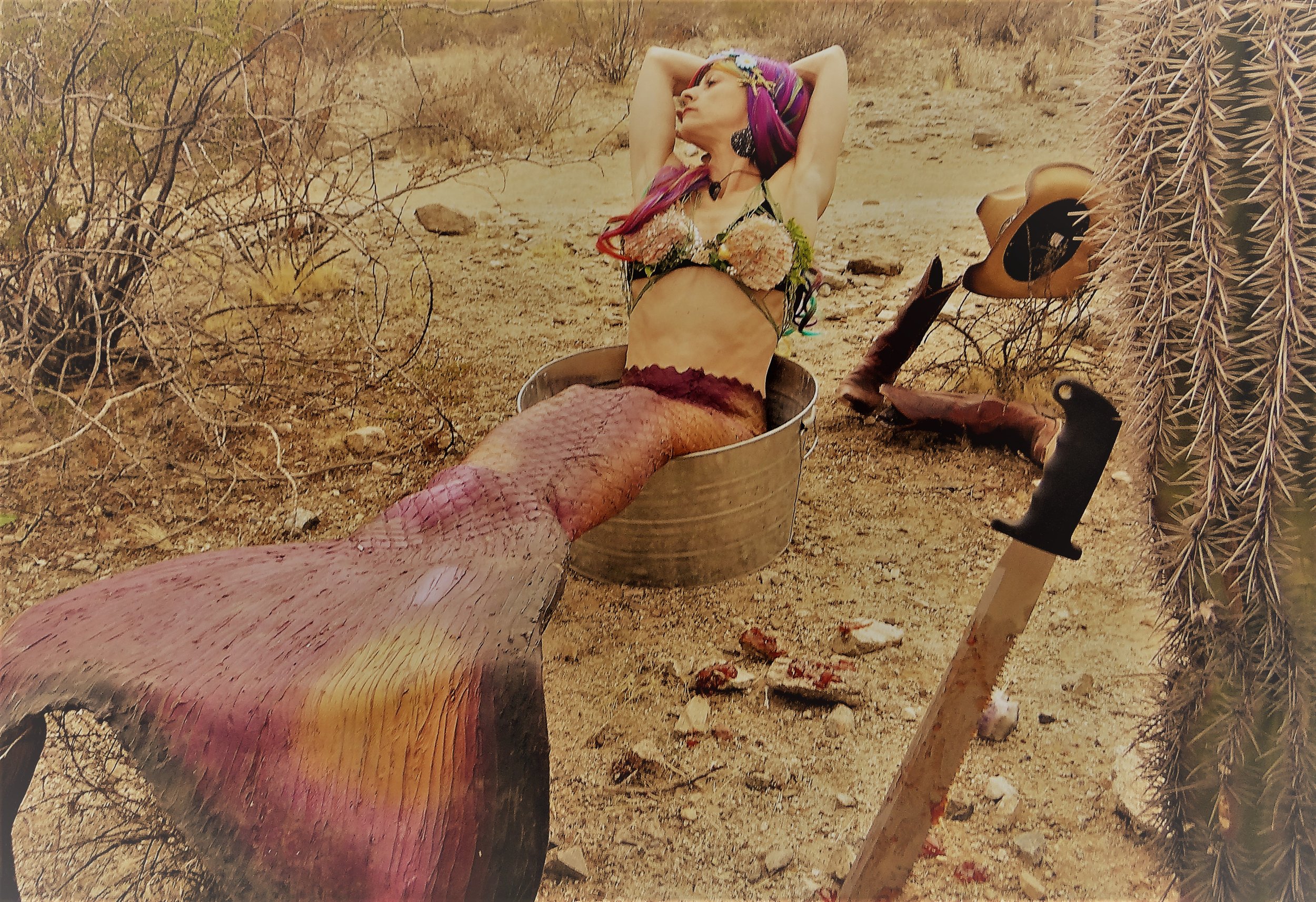   House of 1000 Corpses meets Splash! Mysterious.  Irresistible. Deadly     Photographer: Colleen Weinberger  Model: Colleen Weinberger  Wardrobe: Mermaids in the Desert Photography (Tails) 