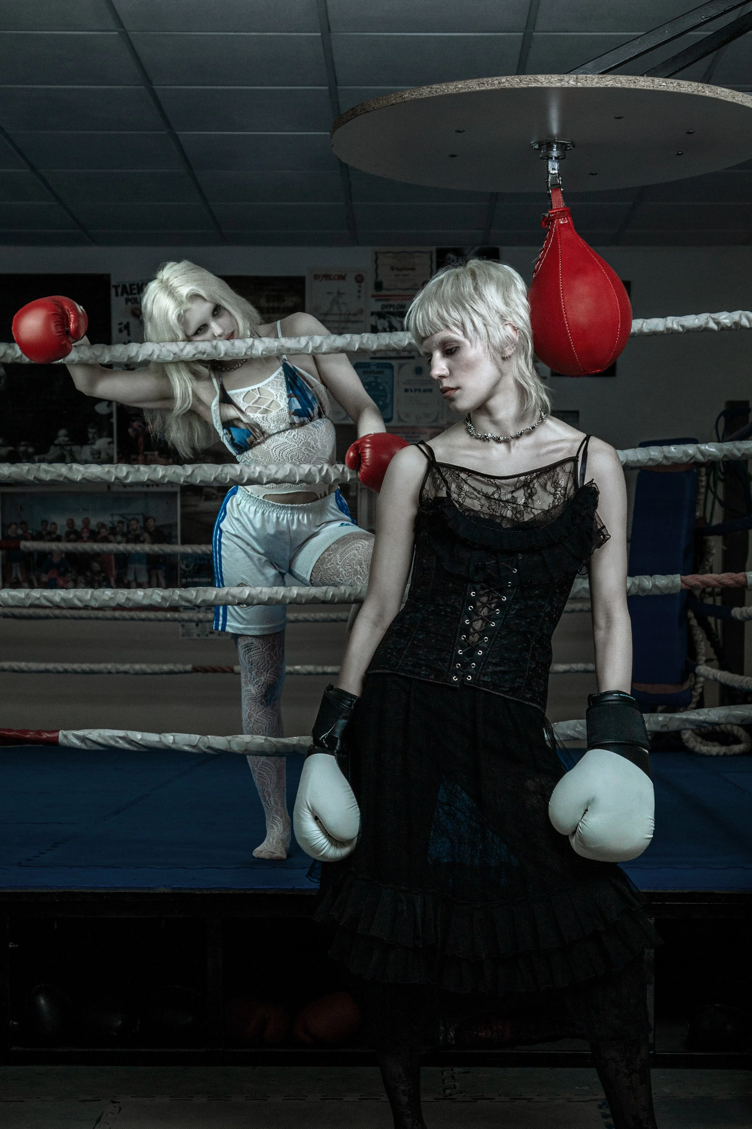  Photographer: Ymir Turan  Model: Jagna Nocoń  Model: Weronika Kolad  Makeup Artist: Jakub Domański  Stylist: Izabela Przeniosto    Model 1  Dress: Vintage  Corset: Vintage  Tights: Calzedonia  Jewellery: acid_tiger_rings    Model 2  Bra: Vintage  Sh