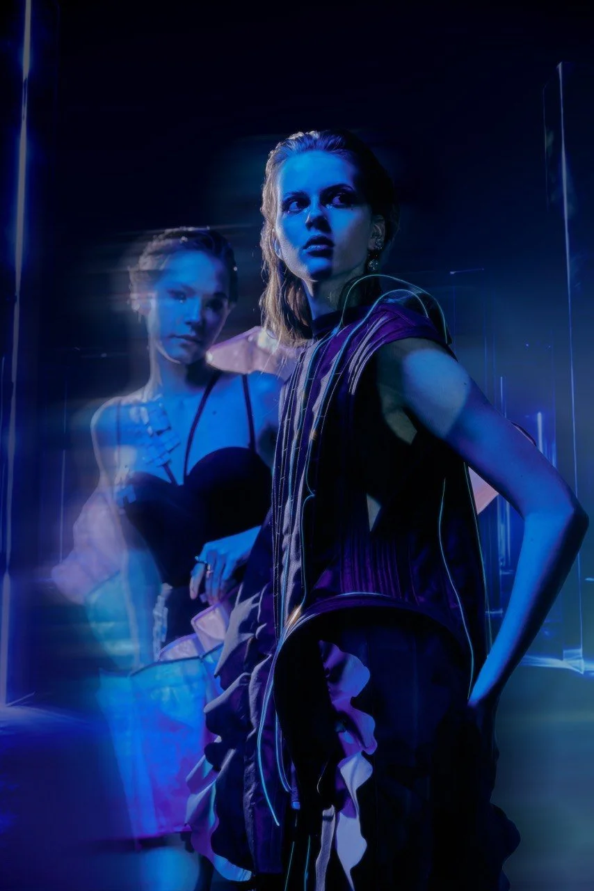  Dress - Alona Yelfimova   Bodysuit - Jasmine 3D-printed elements - Alona Yelfimova   Rings - Vintage   Dress - Yuliia Miekh 