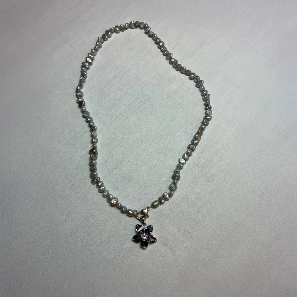 Little Pearl Necklace - Amethyst Bloom