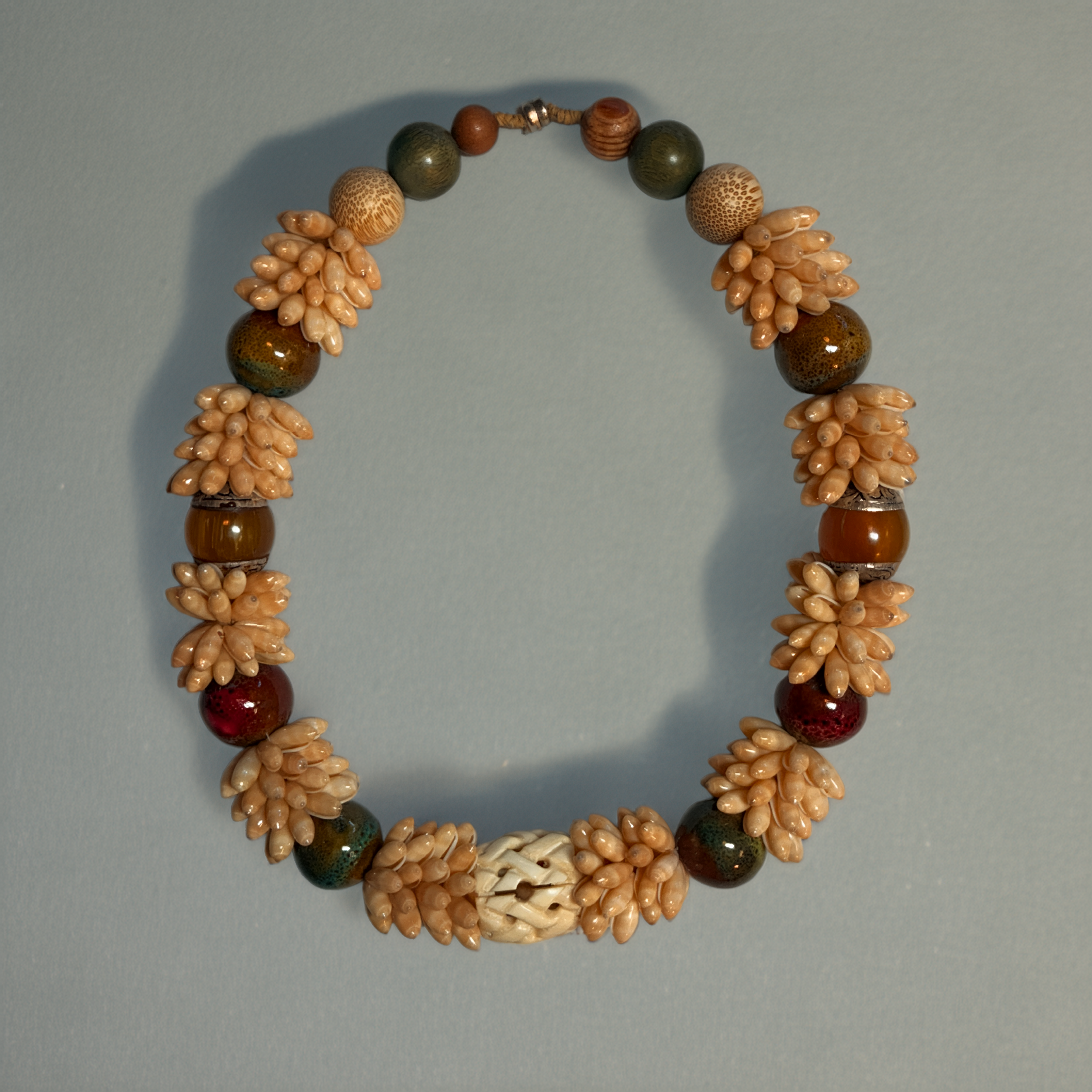 Designer Rice Shell & Pearl Necklace — Carved Horizon Pearl