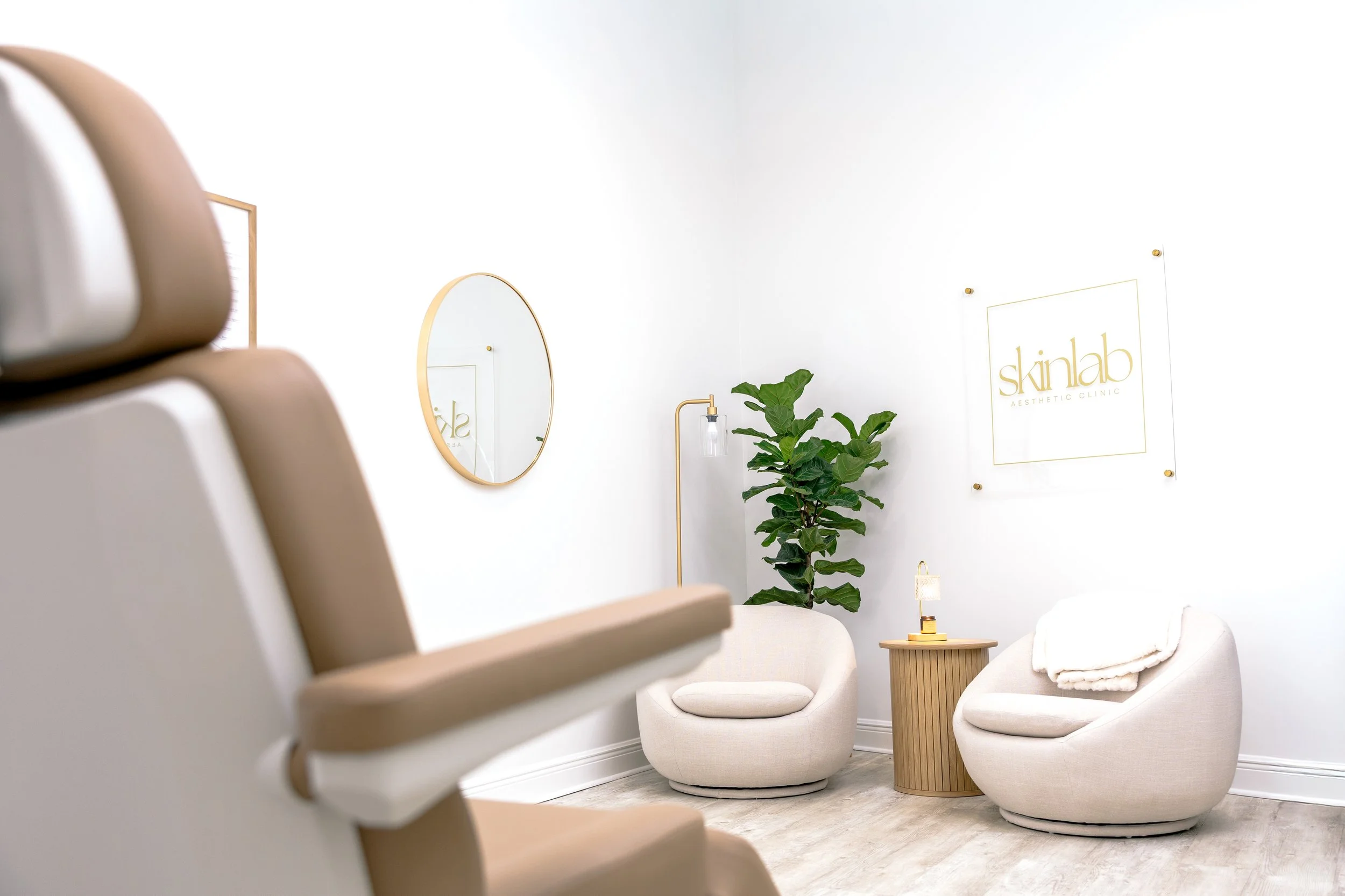 Waiting area at SkinLab Aesthetic Clinic in Tallahassee, FL.