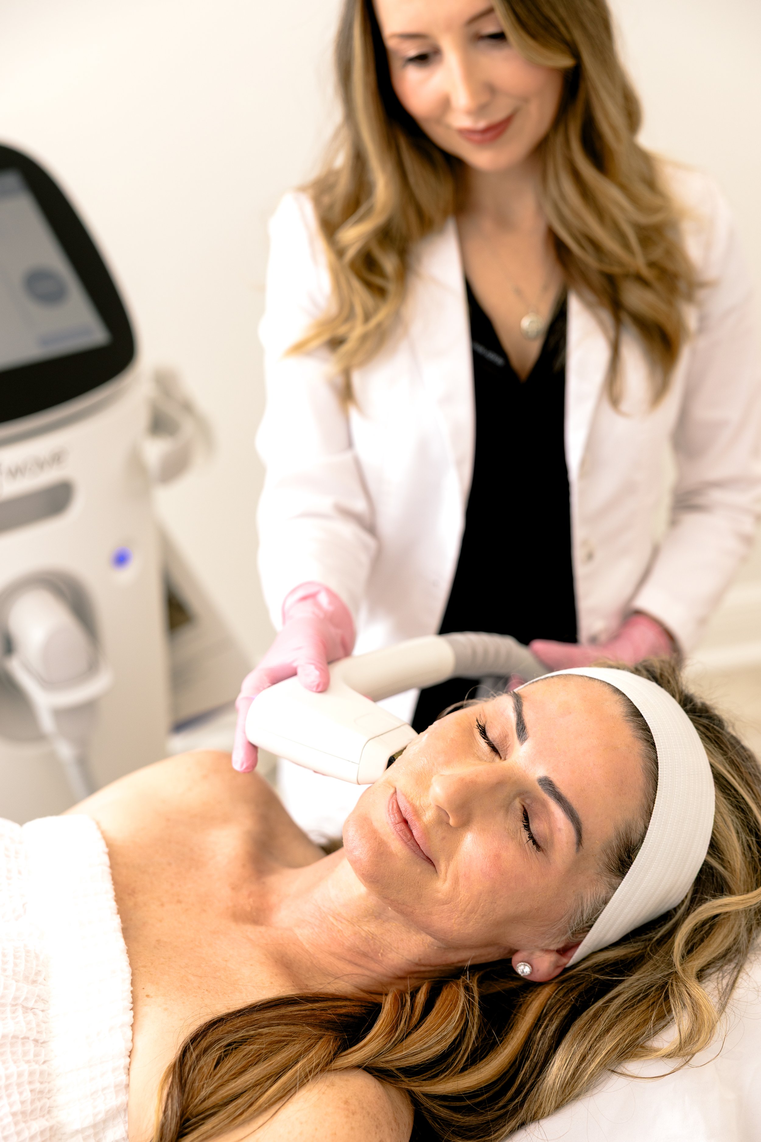 Sofwave skin tightening treatment at SkinLab Aesthetic Clinic in Tallahassee, FL.