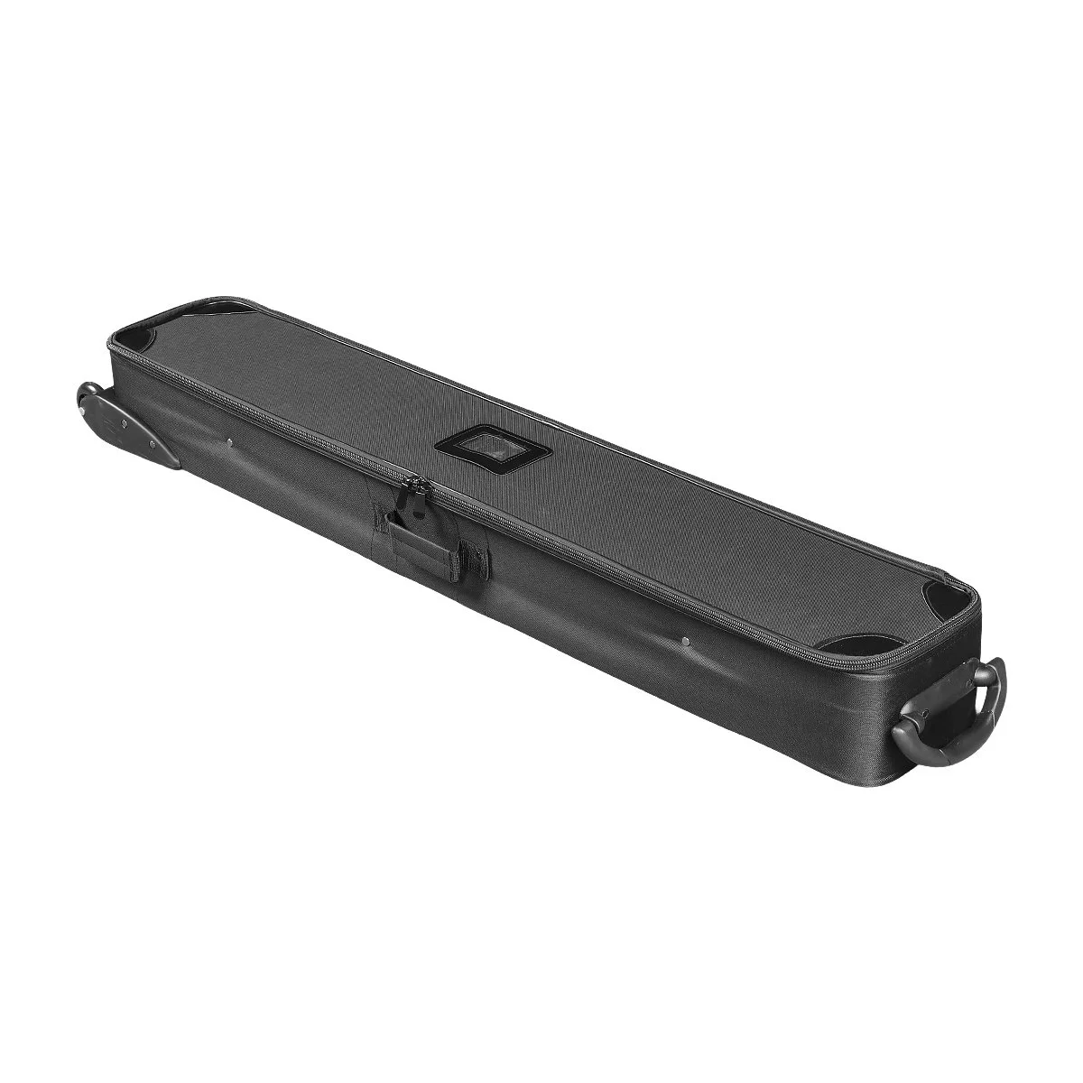 A black-of-flight instrument case with a handle and a zippered closure, designed for carrying a musical instrument or equipment.