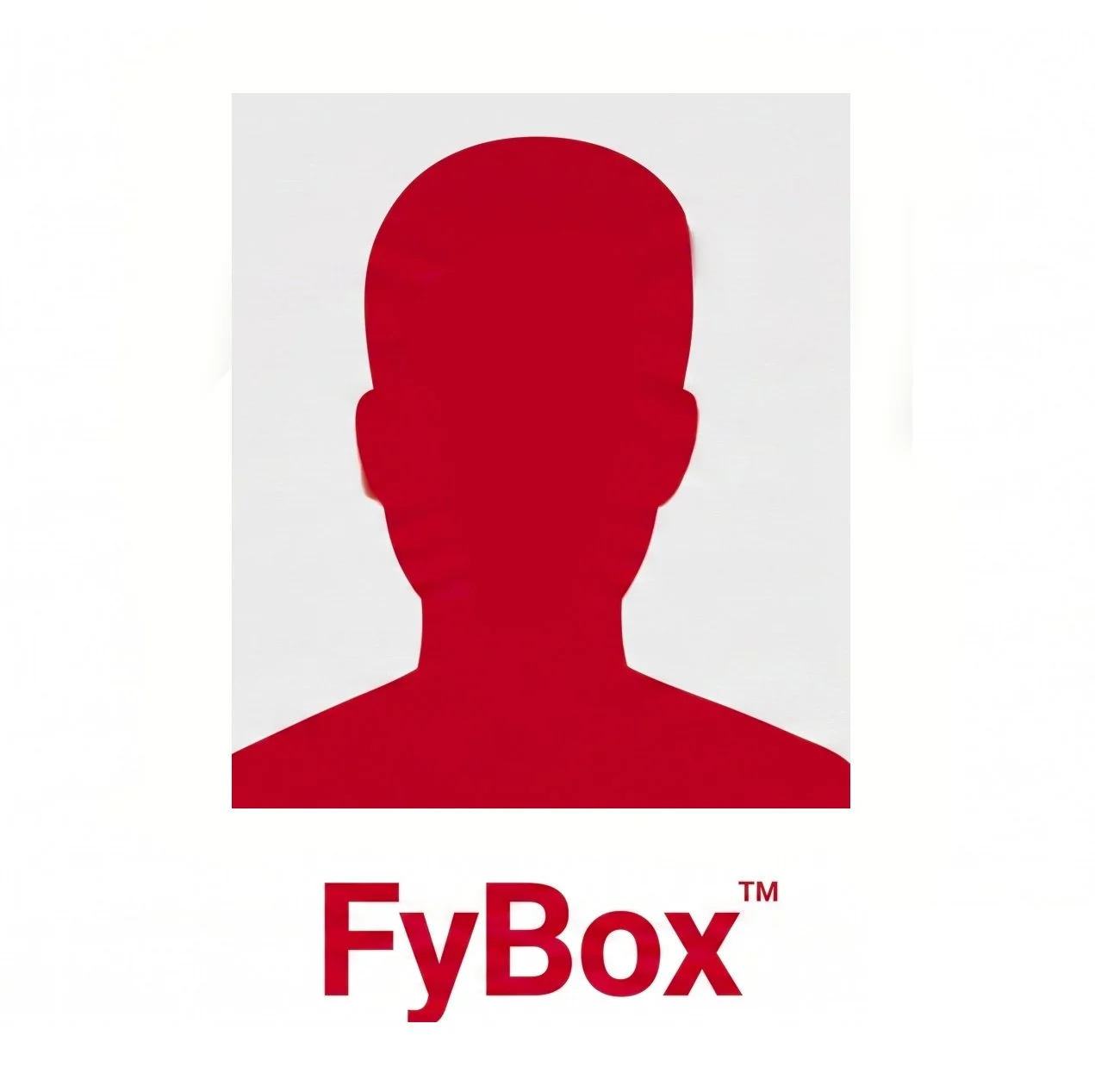 Red silhouette of a person's head and shoulders with the brand name FybOx written below.
