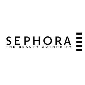 Sephora logo with the tagline 'The Beauty Authority' and a graphic of black horizontal lines.
