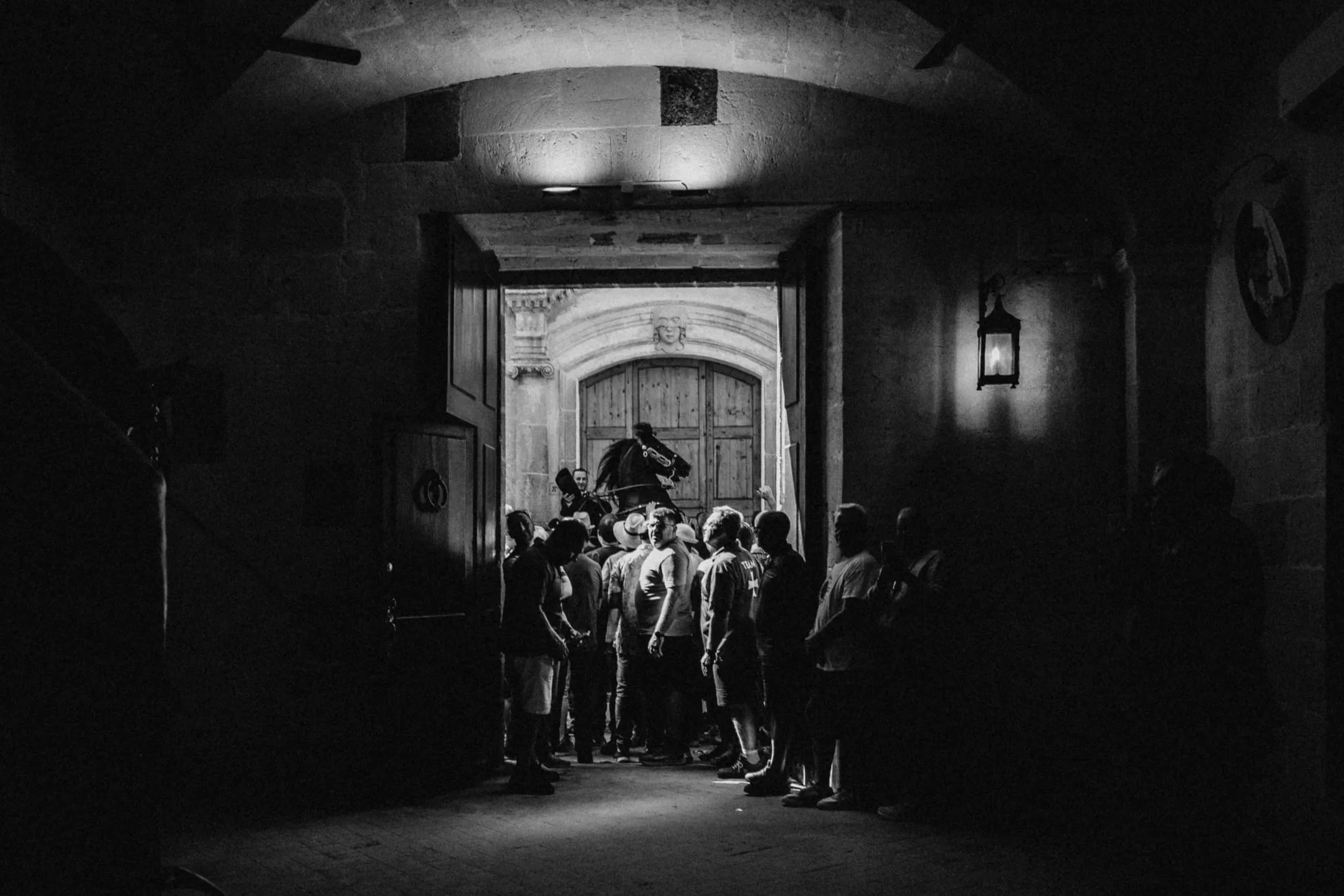 A horse rearing on its hind legs during the Sant Joan celebrations in Ciutadella