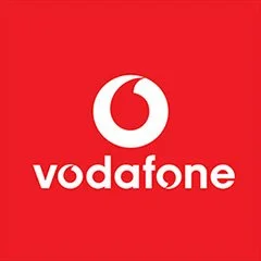 Vodafone logo with red background and white text