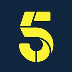 Bold yellow number 5 on a dark background.