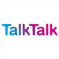 TalkTalk logo with blue and purple text on a white background