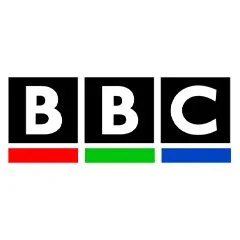 BBC logo with black squares, white letters, and red, green, and blue underline segments.