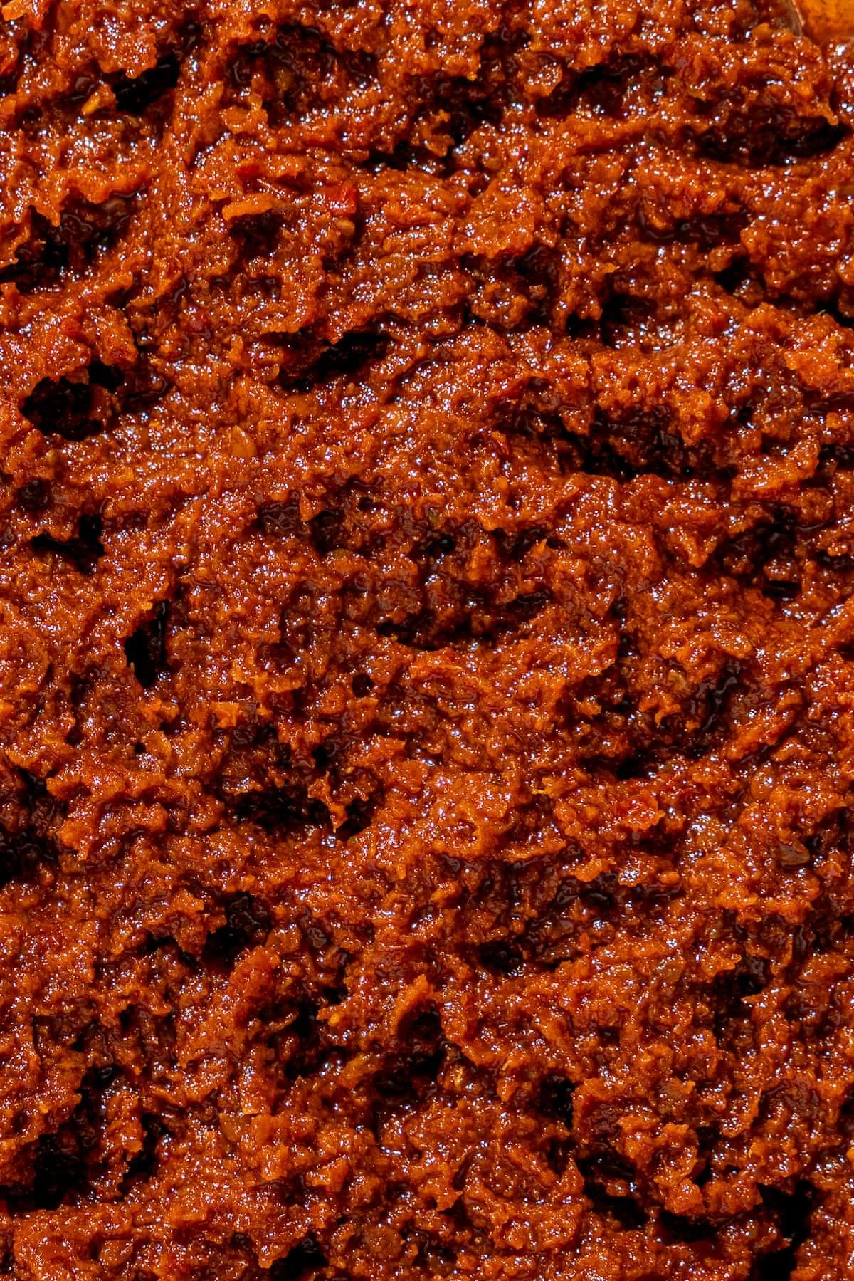 Close-up of nutfree red pesto
