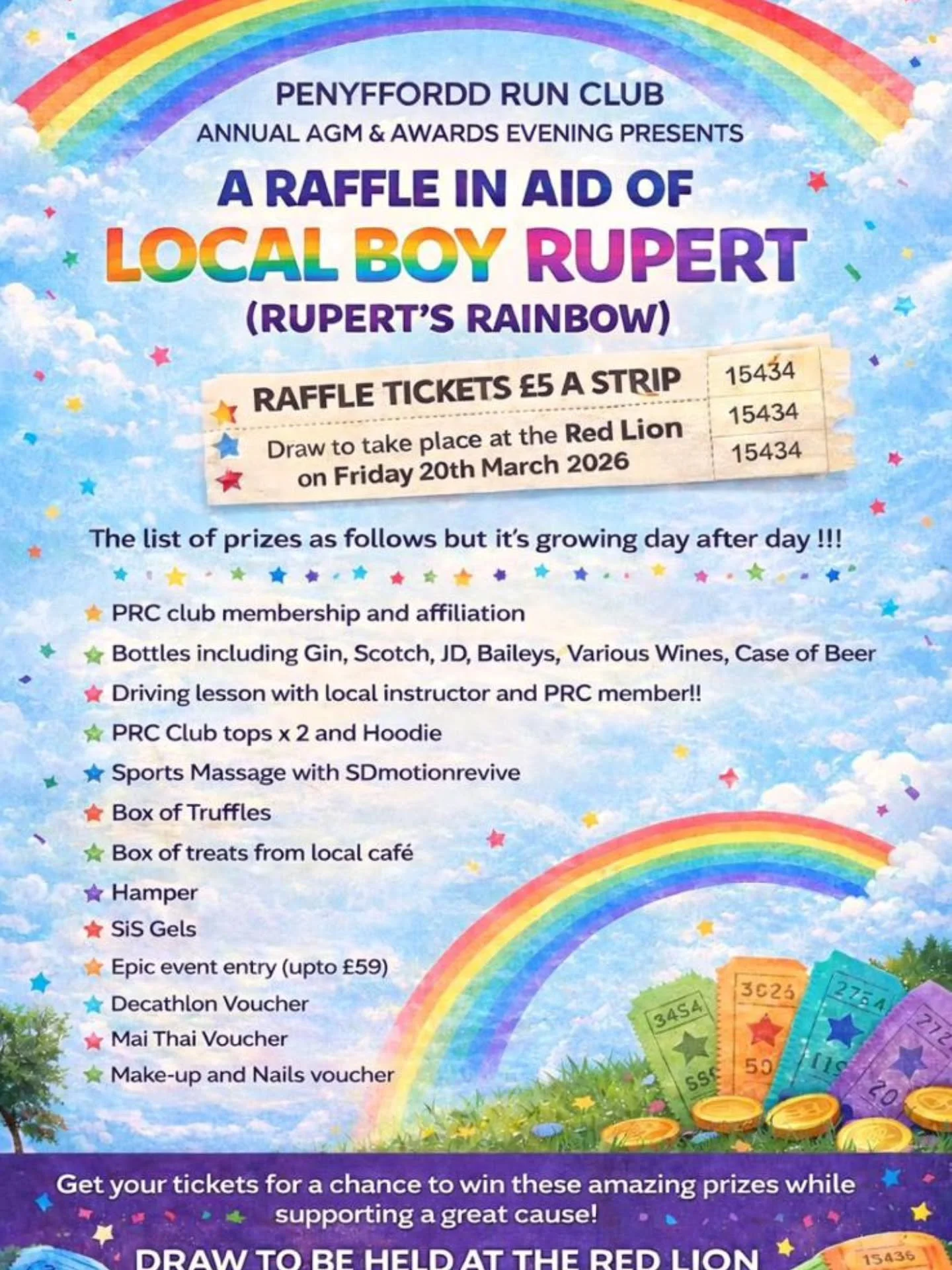 Tickets on sale in The Red Lion Penyffordd and Jemoleys 🟢🔴🙌🏼