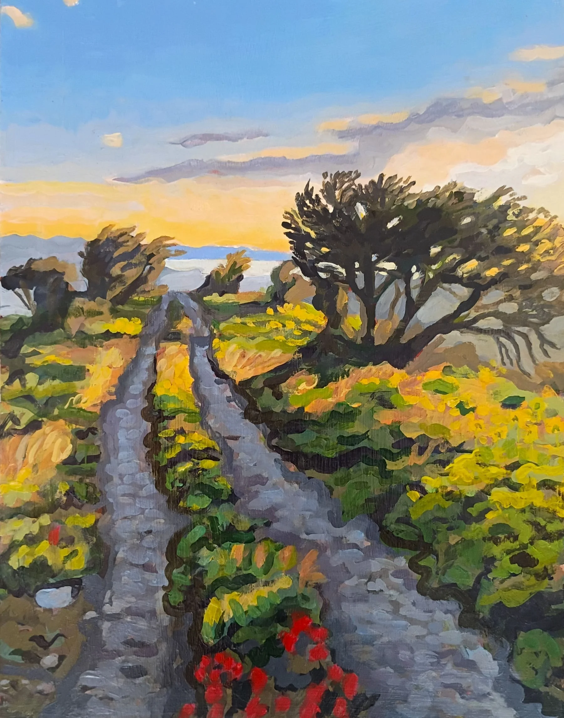 "Spring Sunset Looking Southwest"
2025, Acrylic on panel, 14X11".