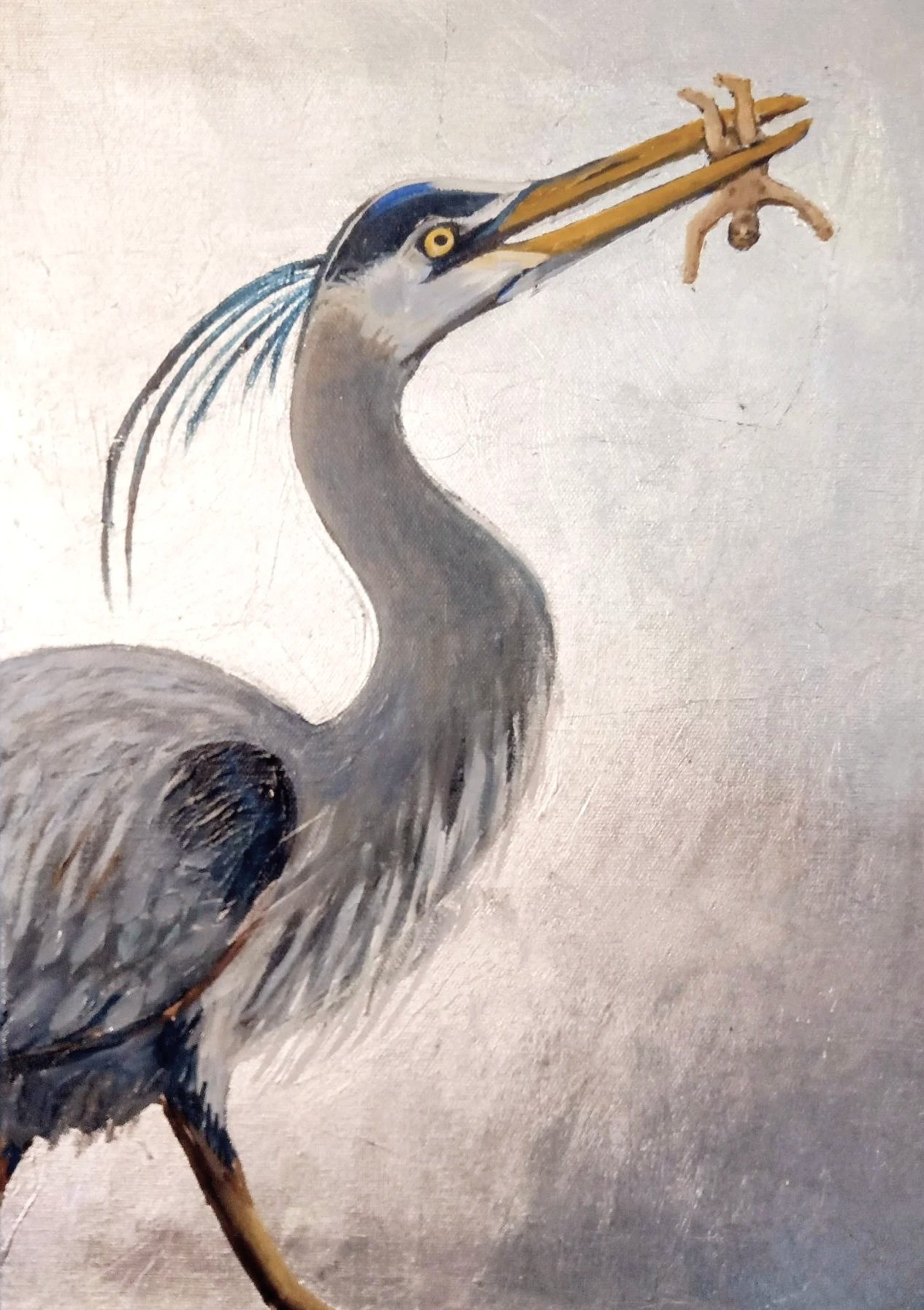 "Fate"
Acrylic with metal leaf on cotton canvas, 16X12"