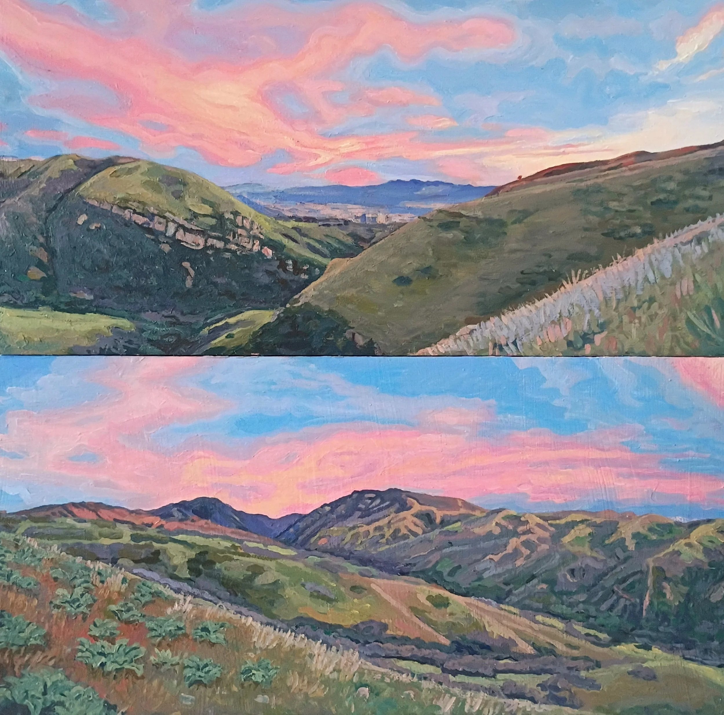 City Creek Sunset VII
Diptych, Bio-Acrylic on Wood Panel, Each Panel 12X24".