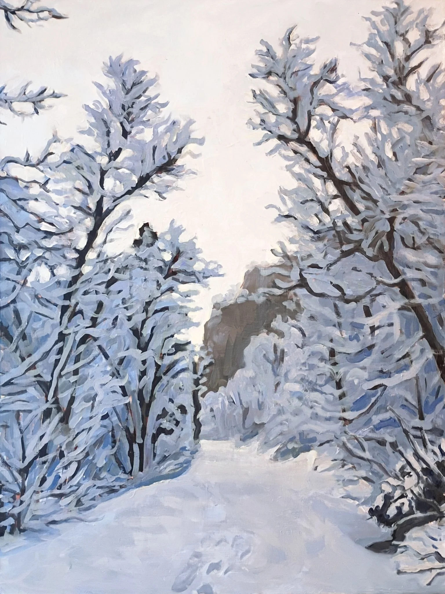 "Christmas Snow" (SOLD)
 24X18” Acrylic on wood panel painting