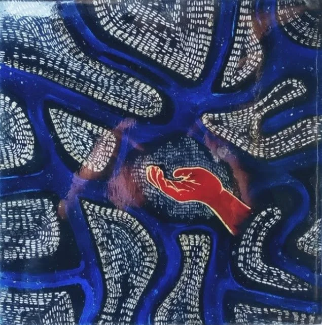 "The Beggar"
2020
Mixed media in epoxy on plywood.
