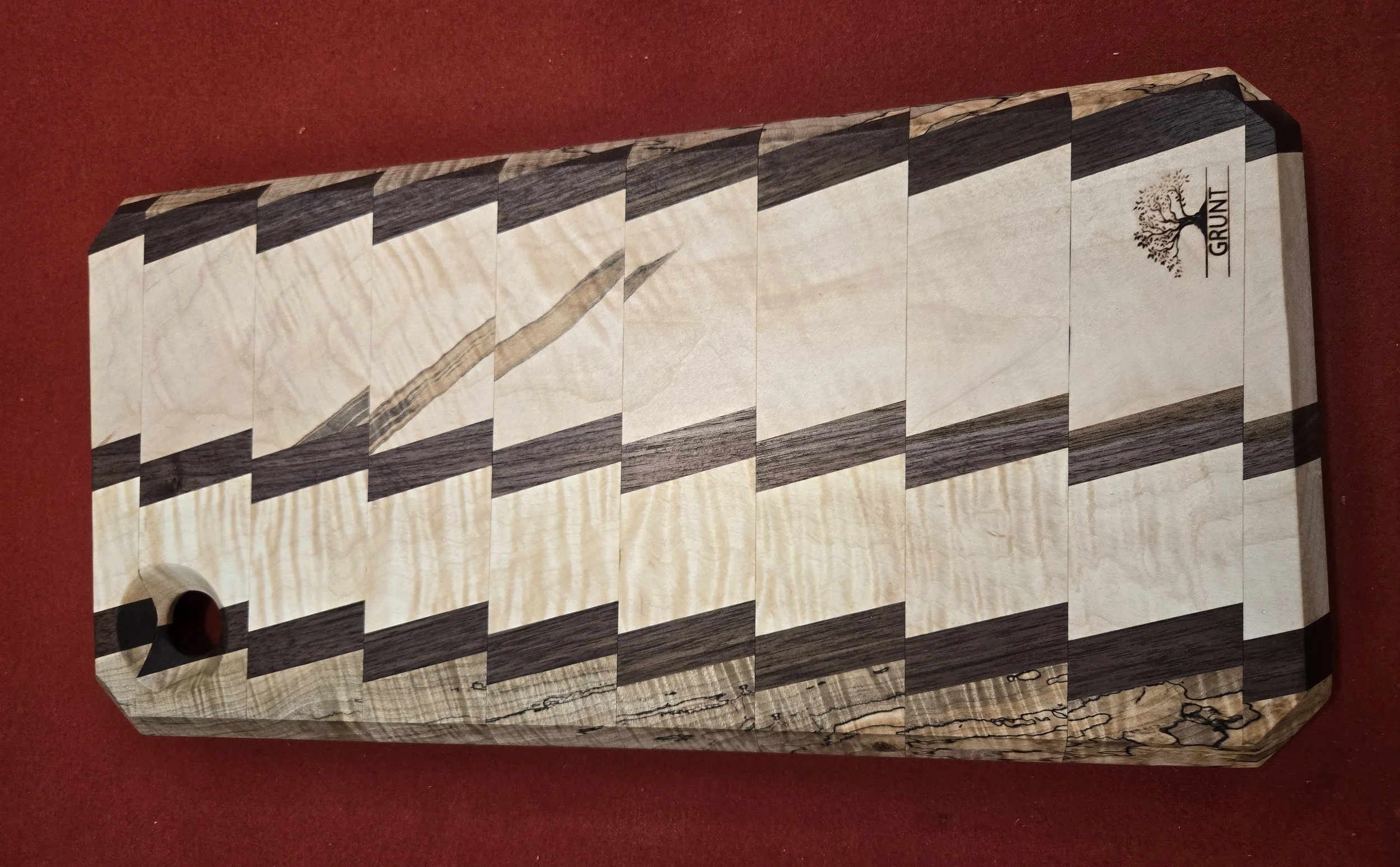 #75 Emerald Cut, Spalted Maple/Walnut board