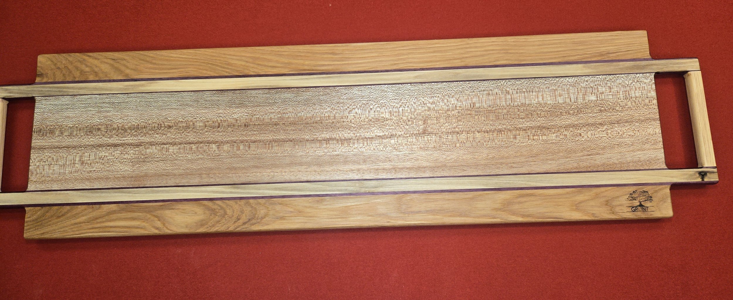#71 Long Charcuterie board-Oak, Mahogany-Purple Heart