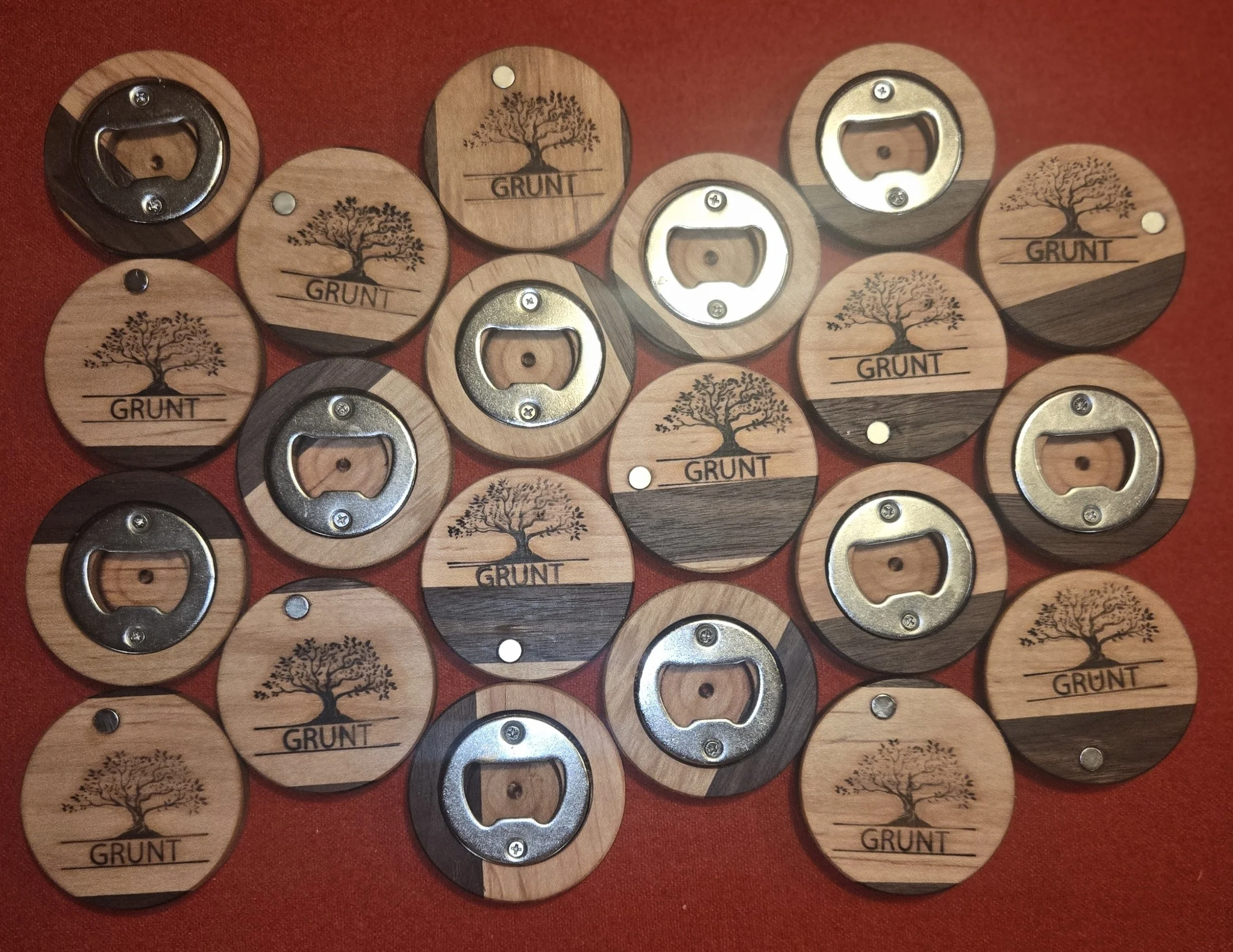 #65 Wooden nickel bottle openers