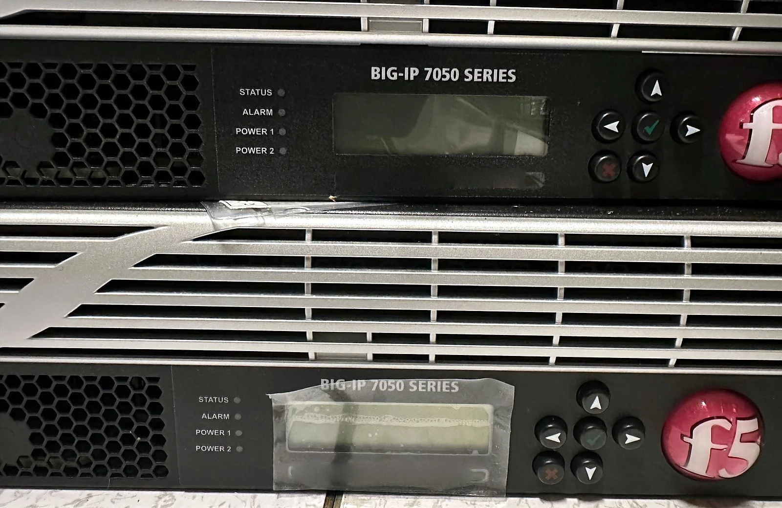 F5 BIG-IP 7050 series load balancers in a rack