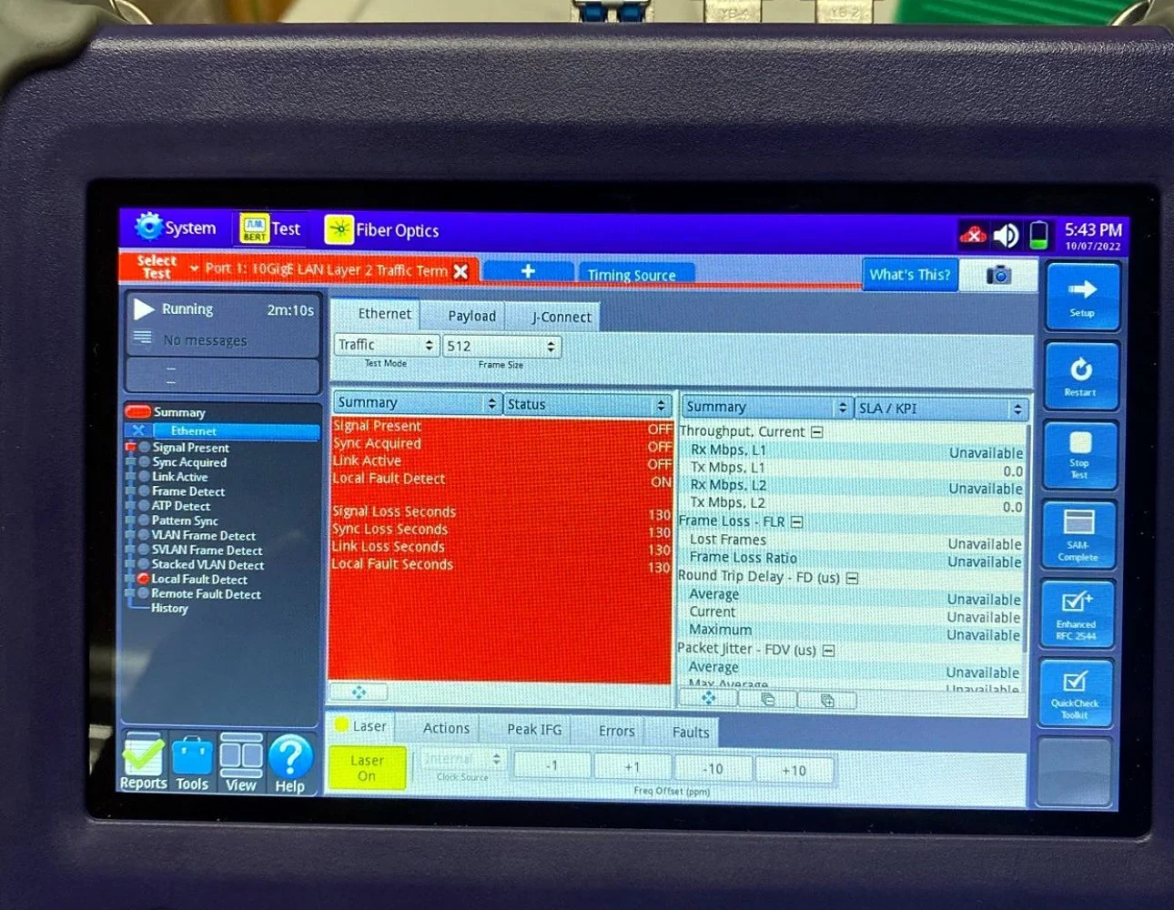 VIAVI OTDR testing a dark fiber run