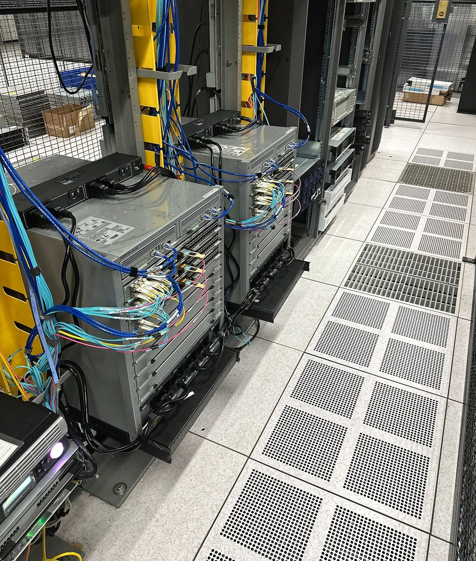 Modular chassis installed at the end of a data center row