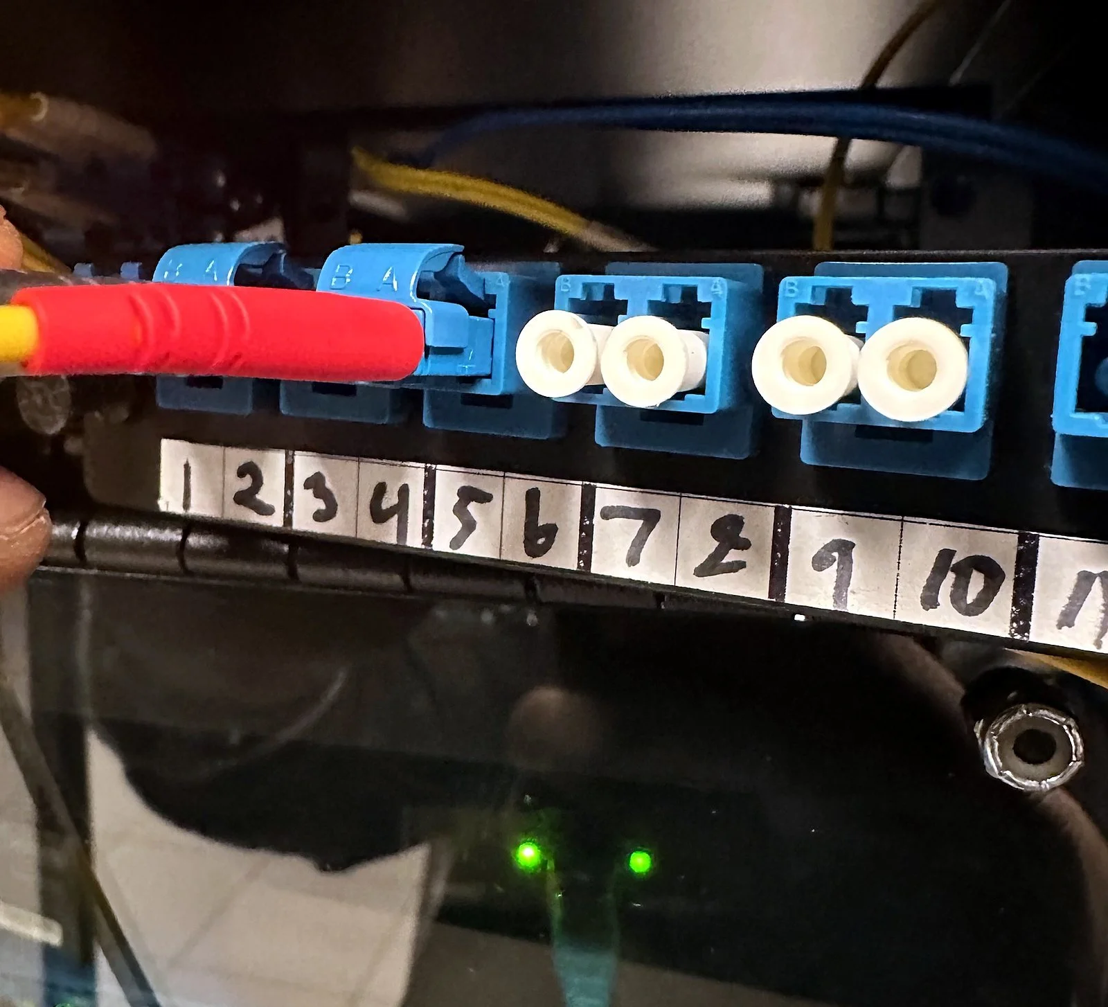 Numbered LC fiber patch panel with labeled ports