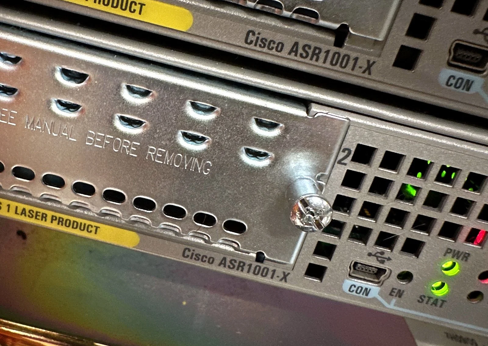 Cisco ASR 1001 router in a network rack