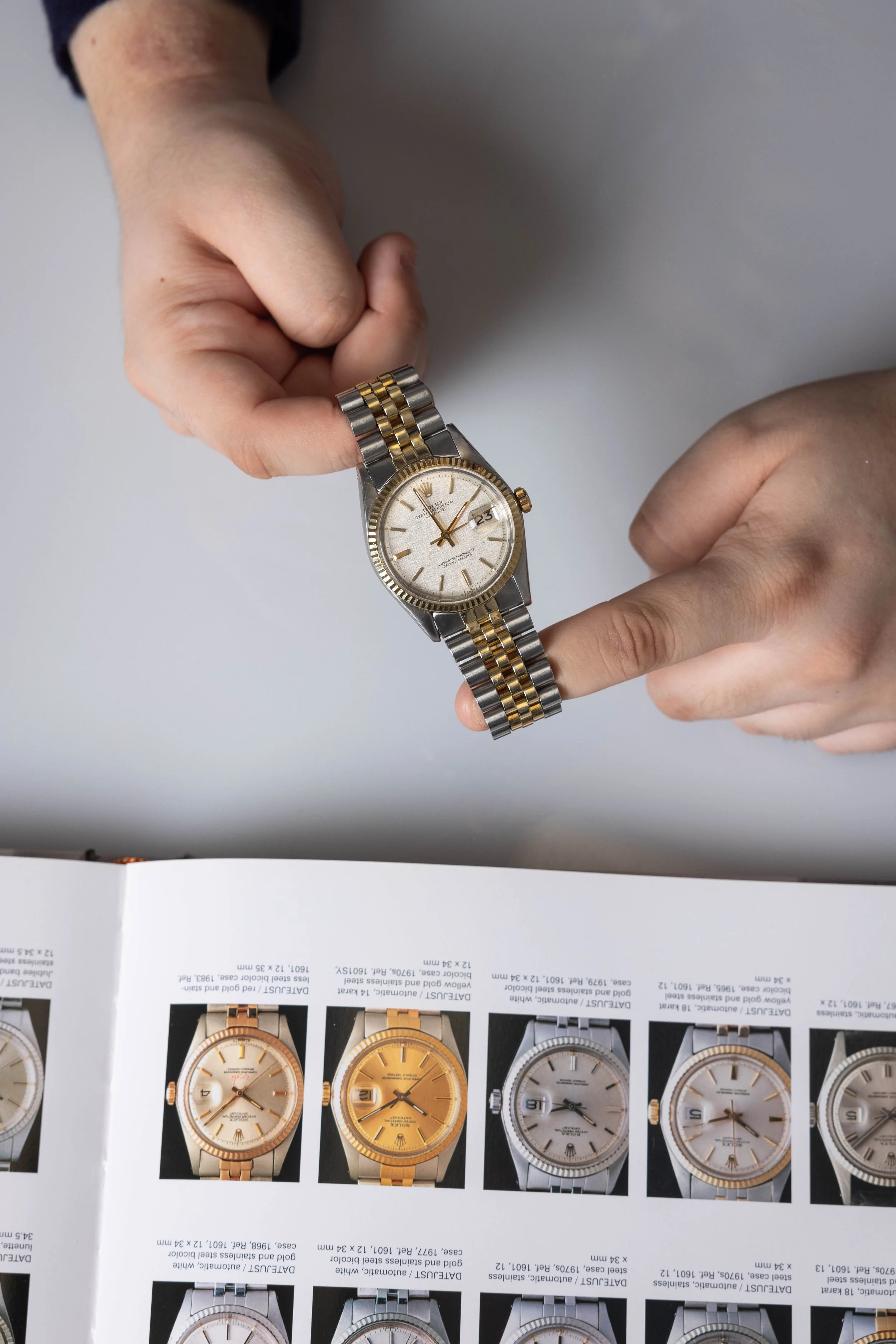 Rolex Datejust  two-tone reference 1601 silver linen dial. FULLY SERVICED.