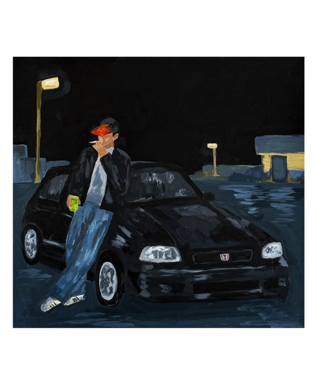 Mohamed & His Civic
Acrylic on paper, 19.1cm x 21cm