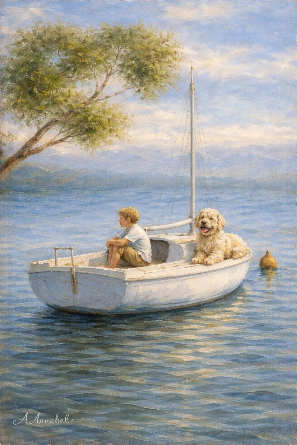 Boy boat and best friend oil.jpeg