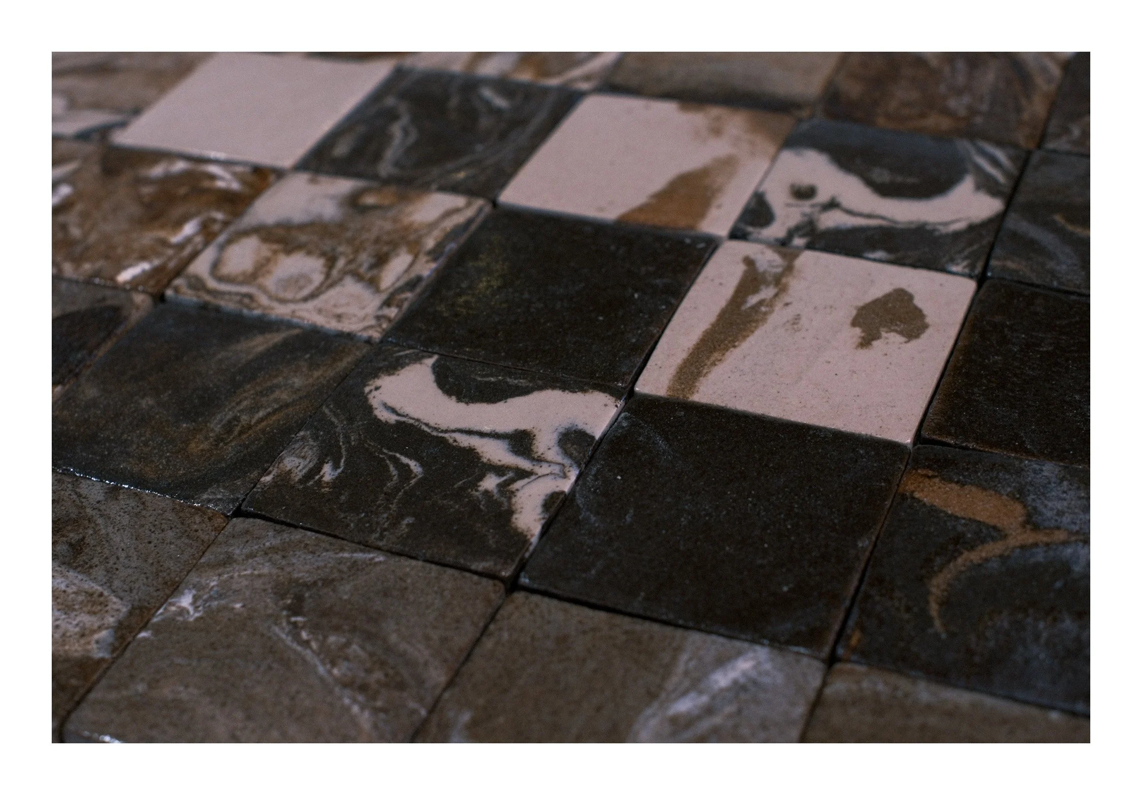 Handmade ceramic square small tiles