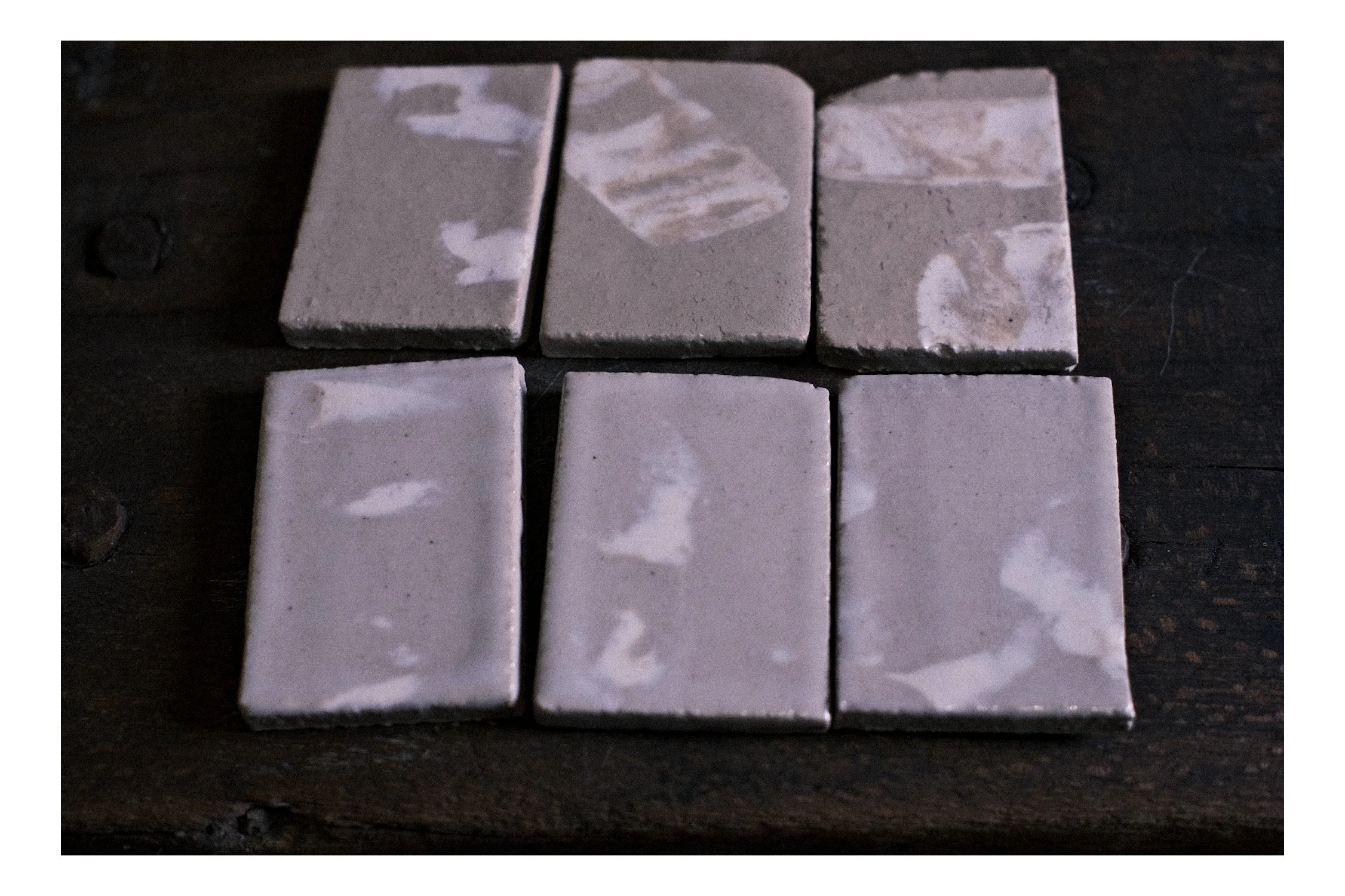 Test tiles for handmade ceramic tiles