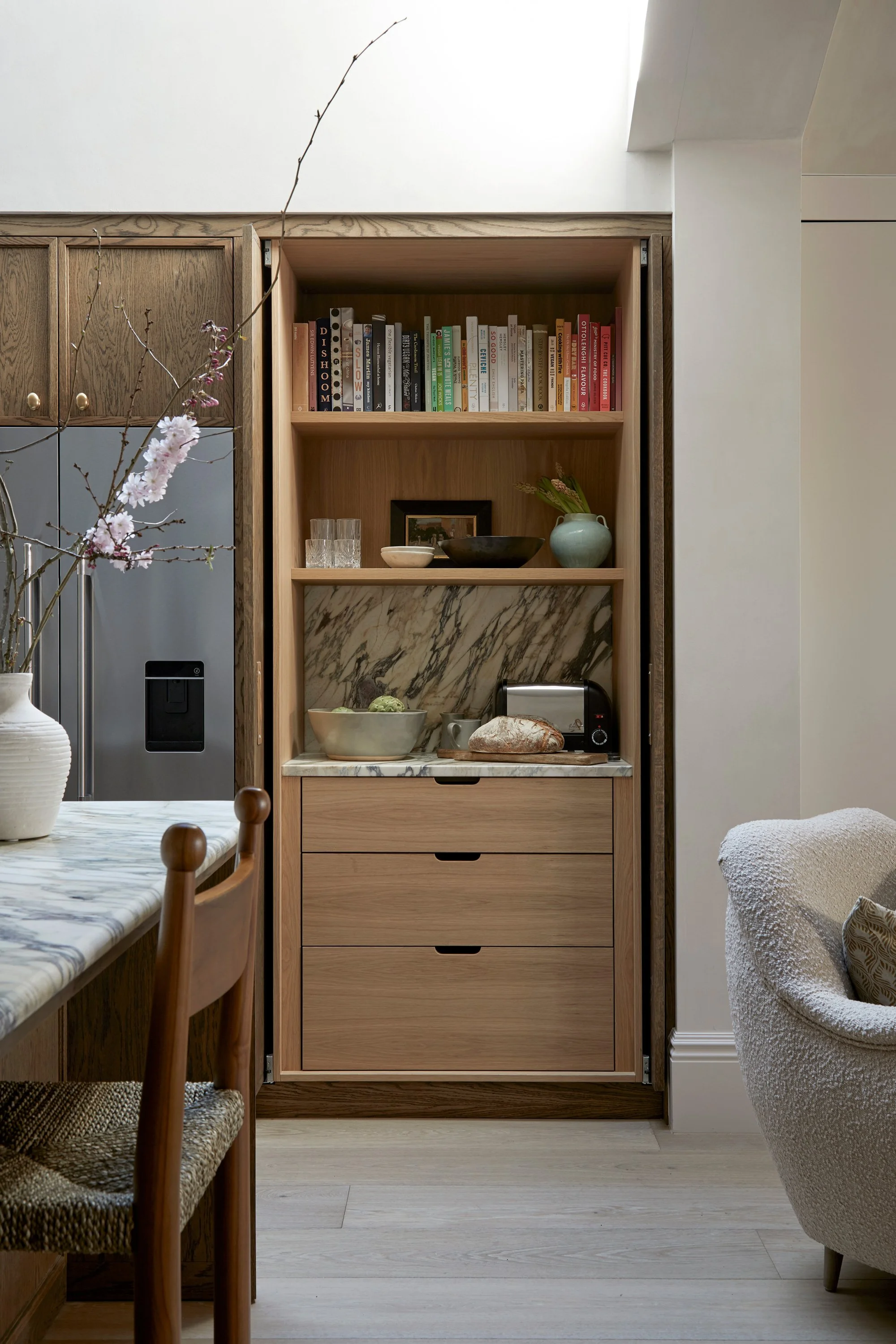 Detail of cabinetry in a bespoke kitchen by Greenstreet Furniture