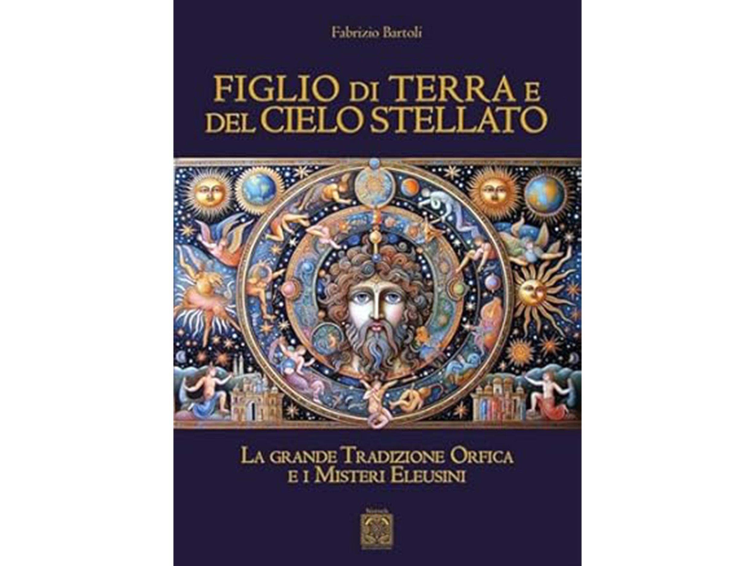 Copertina del libro con illustrazione di un volto umano circondato da elementi cosmici, stelle, pianeti e figure mitologiche, titolo in evidenza e nome dell'autore Fabrizio Bartoli.