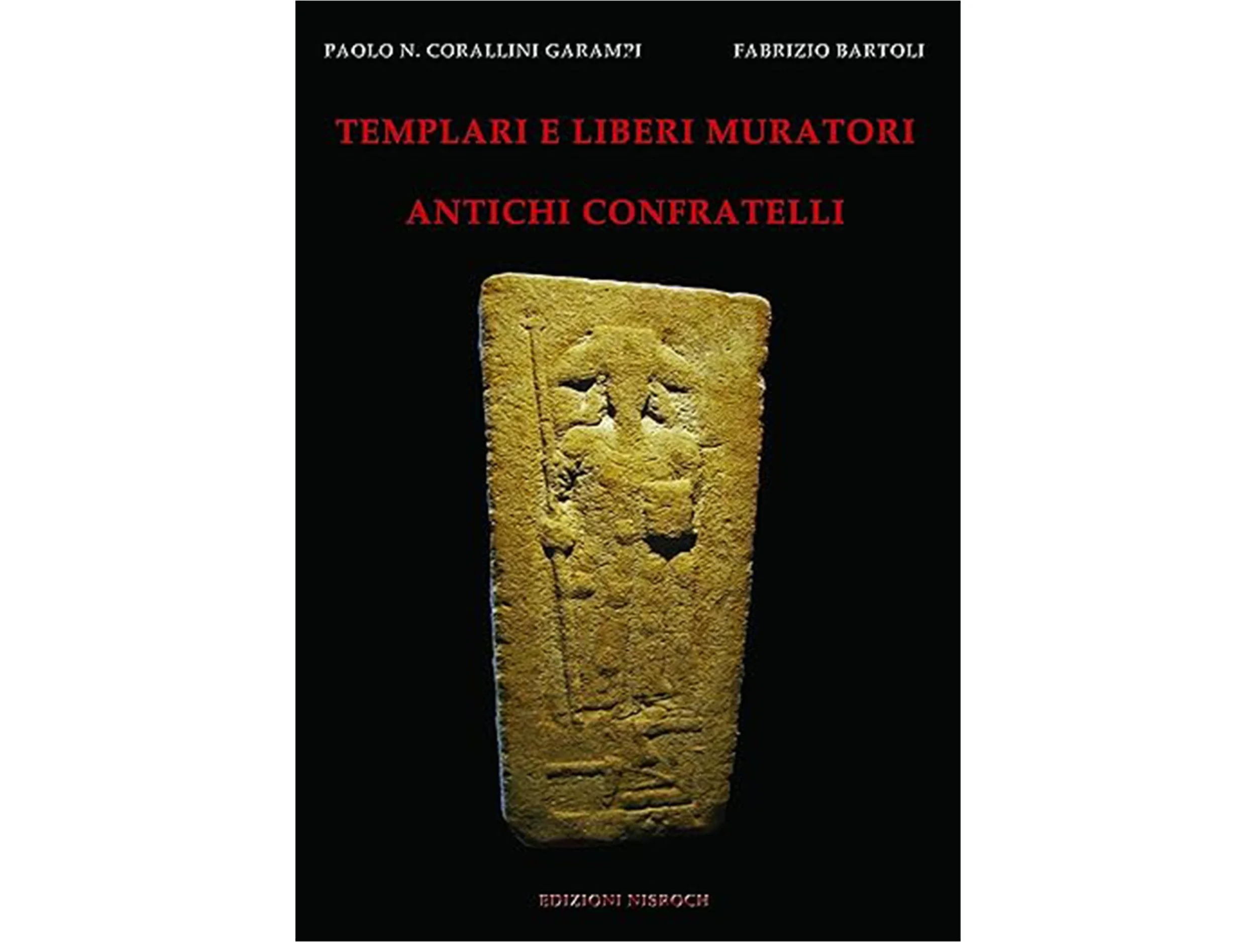 Copertina di un libro con uno sfondo nero, titolo in rosso e immagini di un rilievo di pietra antica.