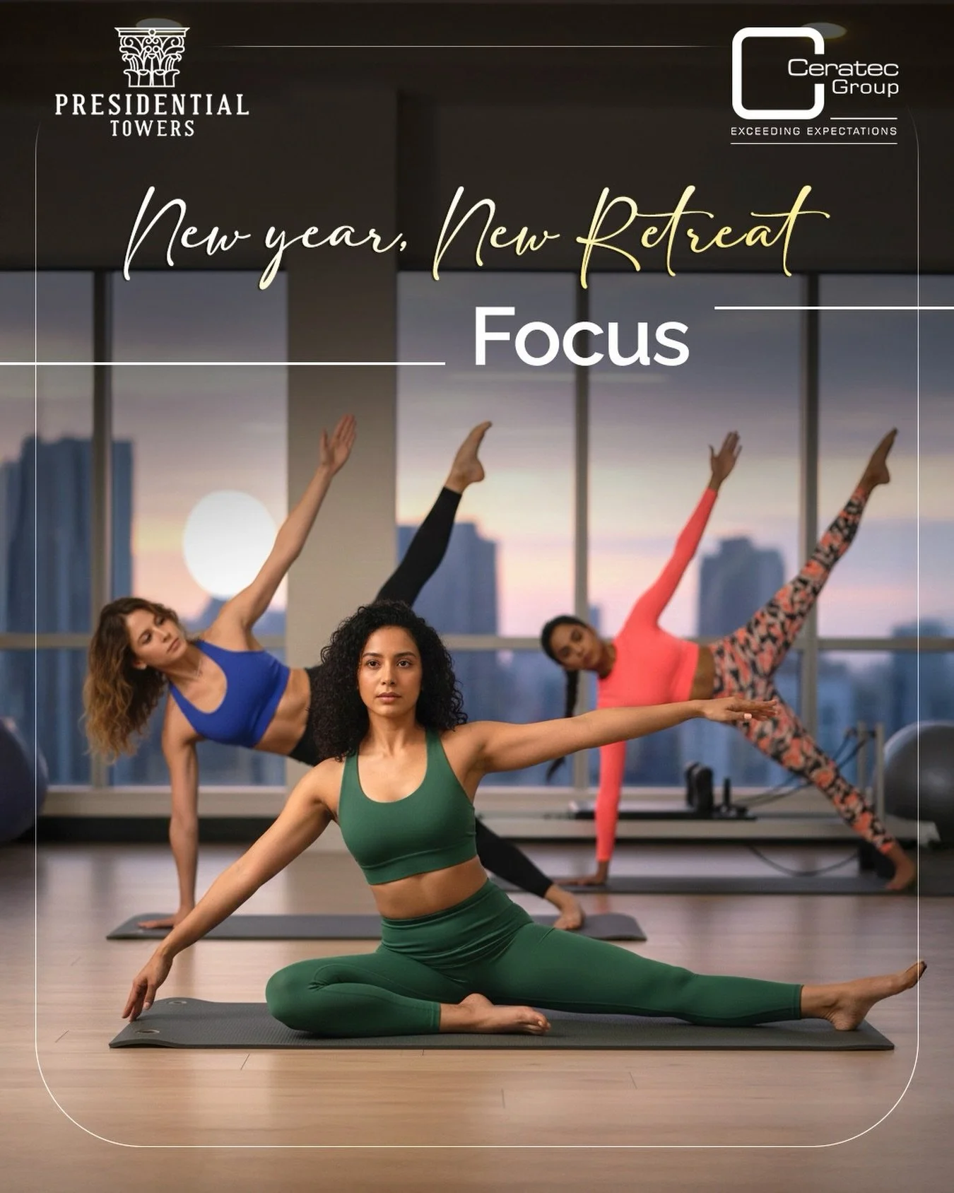 New Year, New Retreat at Presidential Towers - Pilates club, daily stretch and easing into a more balanced way of living.
.
.
.
#NewYearNewRetreat #CeratecGroup #WellnessFirst #Pilates #Explore