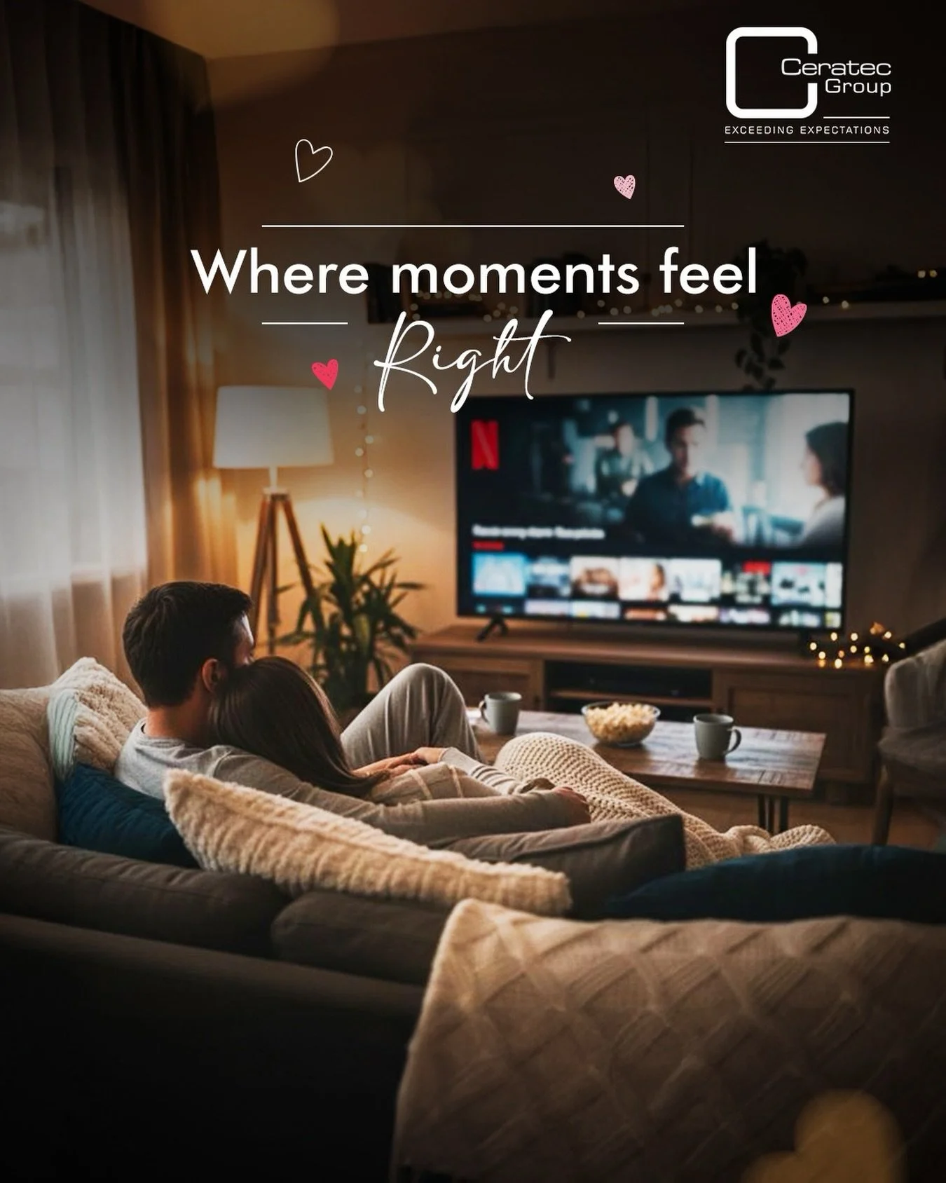 The best evenings aren&rsquo;t planned &mdash; they simply unfold where comfort meets togetherness. At Ceratec homes, every moment feels exactly where it belongs.
.
.
.
#CeratecGroup #LuxuryLiving #Valentines #Couples #Explore