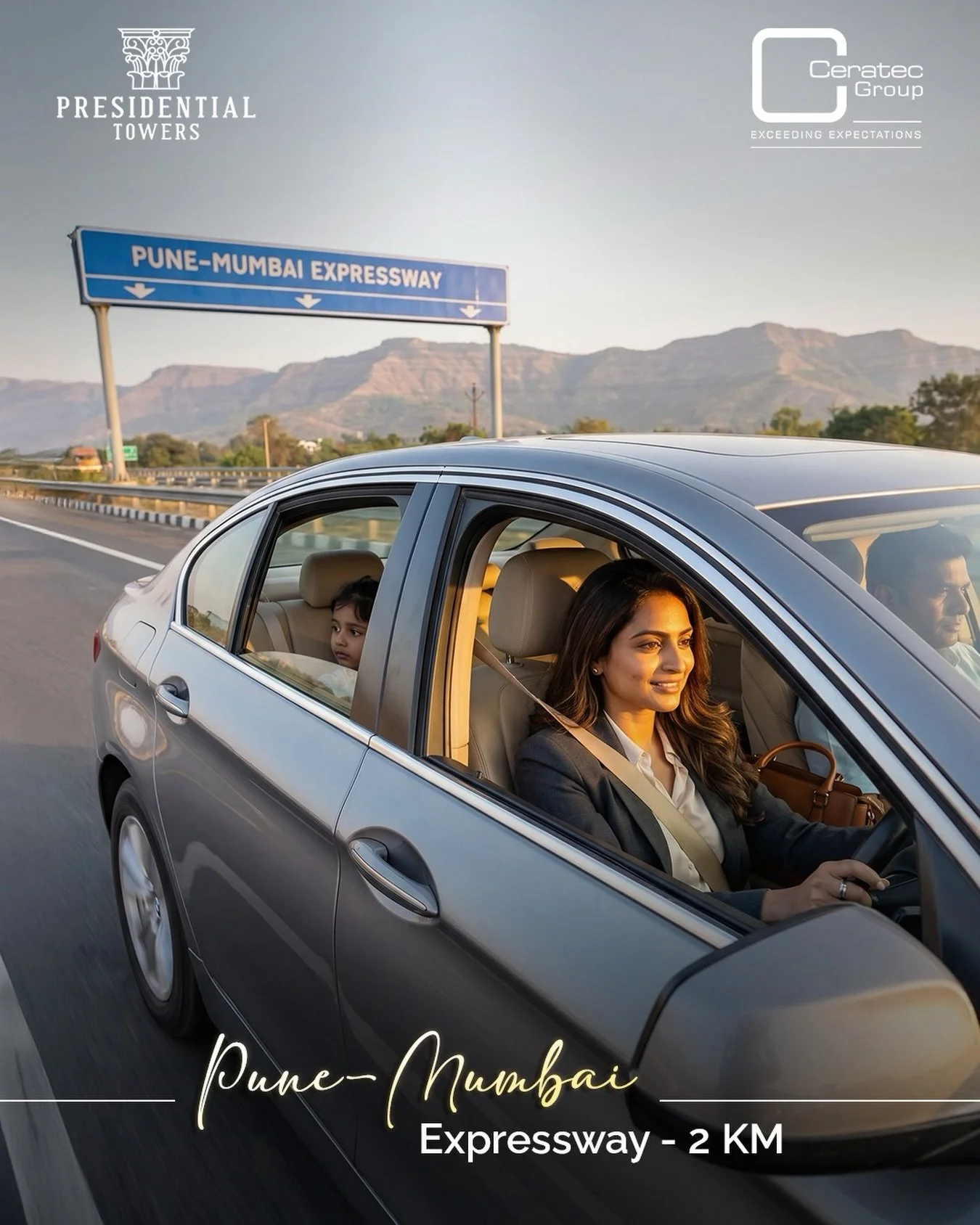 Life at Presidential Towers by Ceratec Group keeps you effortlessly connected. 🚗 With the Pune-Mumbai Expressway just 2 km away, the city and beyond is always within reach!

#PresidentialTowers #CeratecGroup #PrimeLocation #PuneMumbai #WeekendPlans